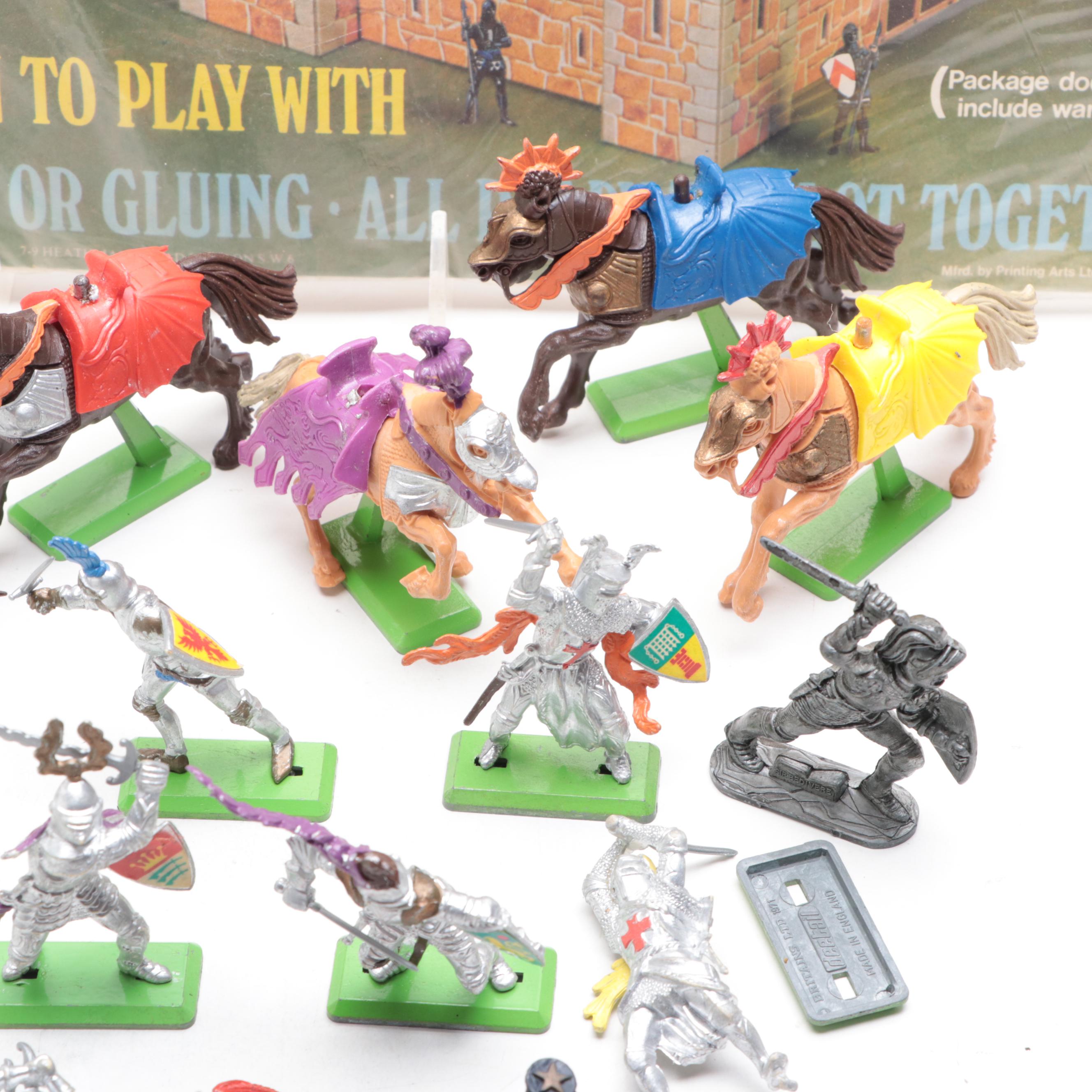 Britains Toy Knights and Horses with Medieval Castle, Mid to late 20th Century