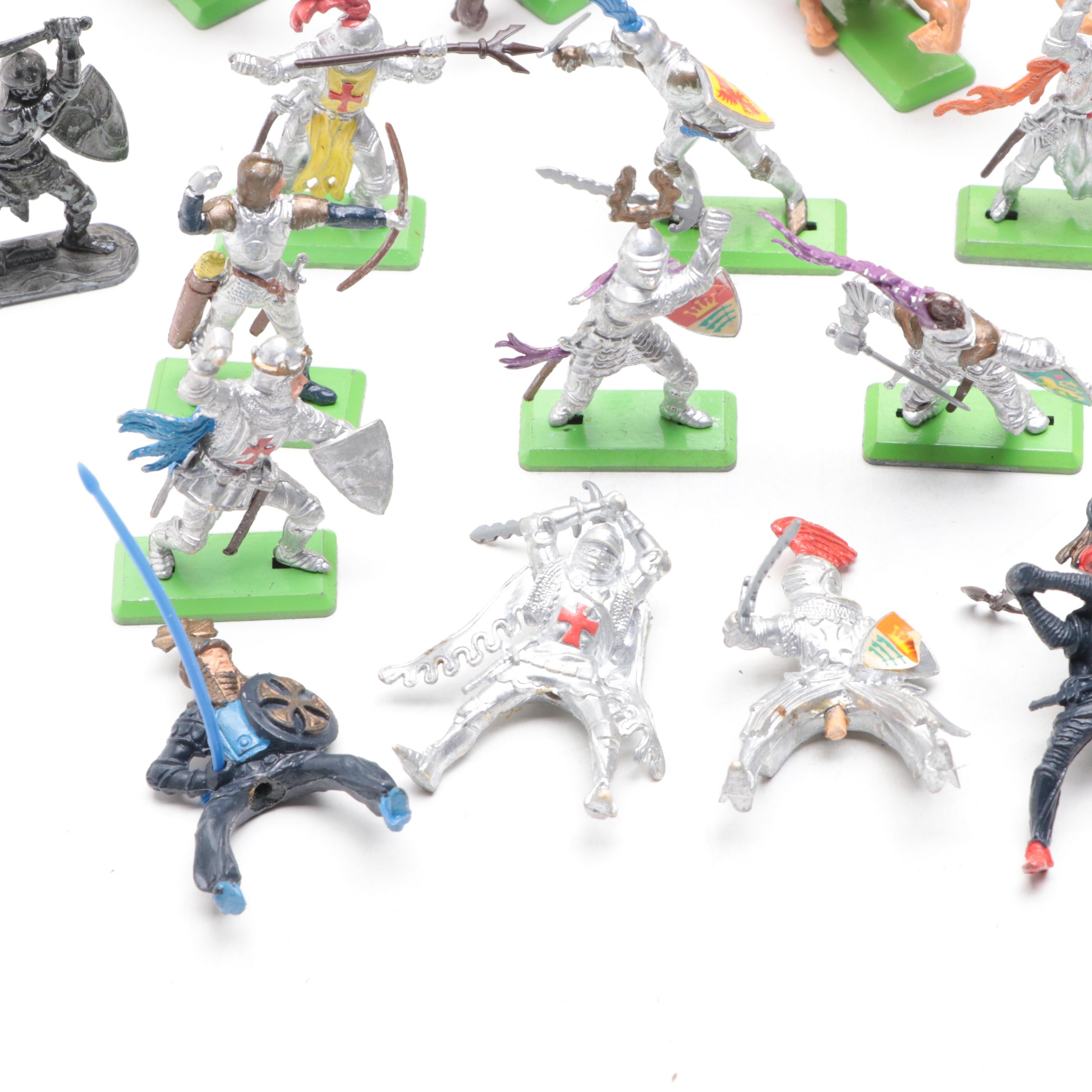 Britains Toy Knights and Horses with Medieval Castle, Mid to late 20th Century