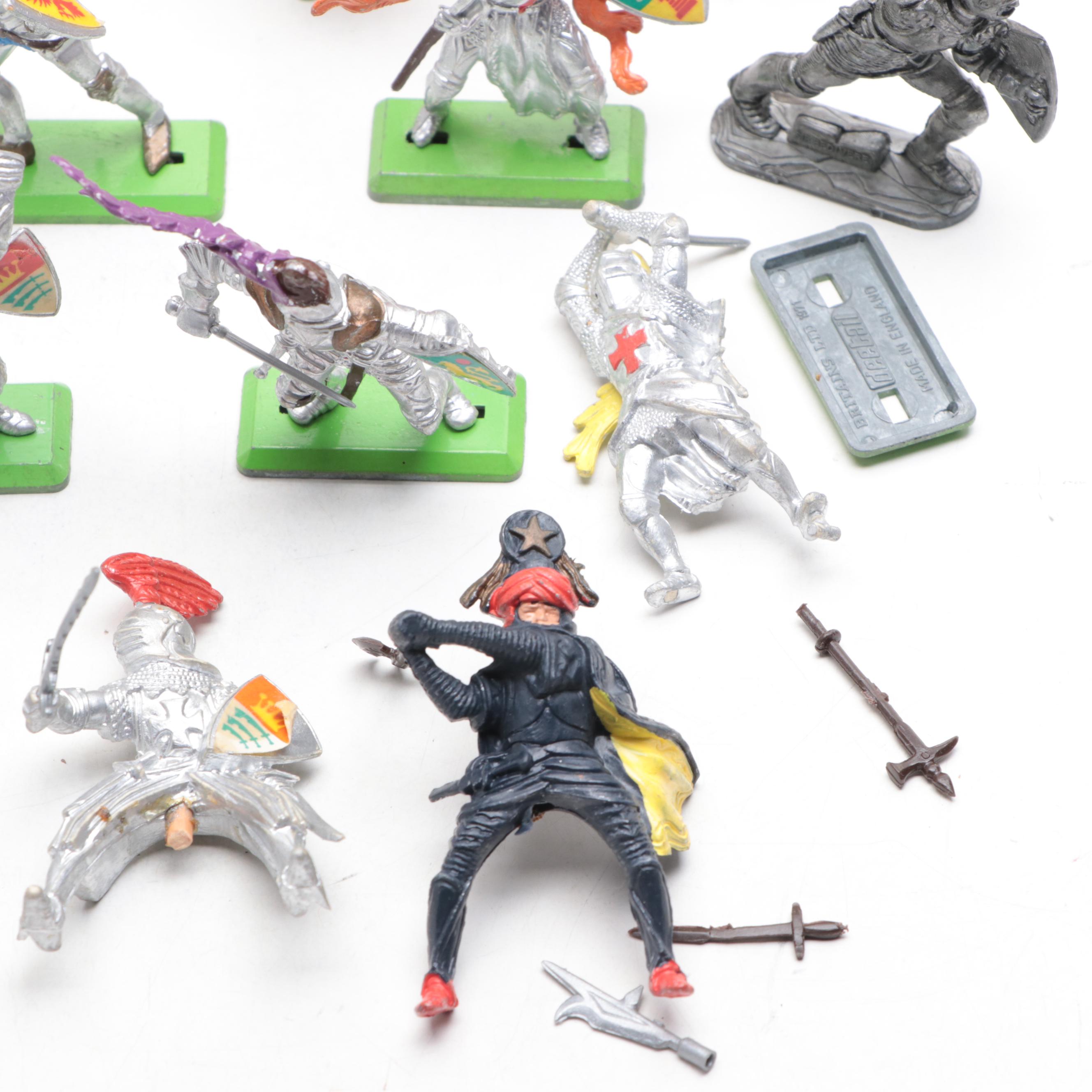 Britains Toy Knights and Horses with Medieval Castle, Mid to late 20th Century