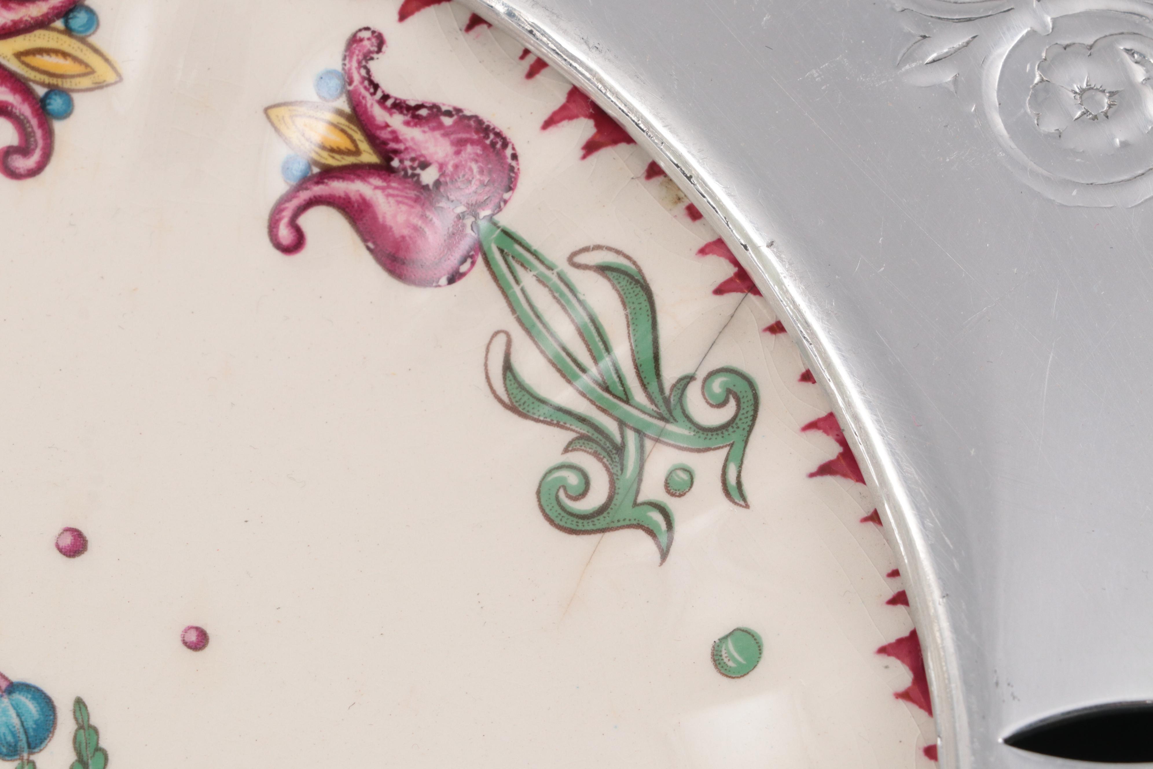 Pierced Aluminum Rimmed Farber & Shlevin New York Ironstone Platter