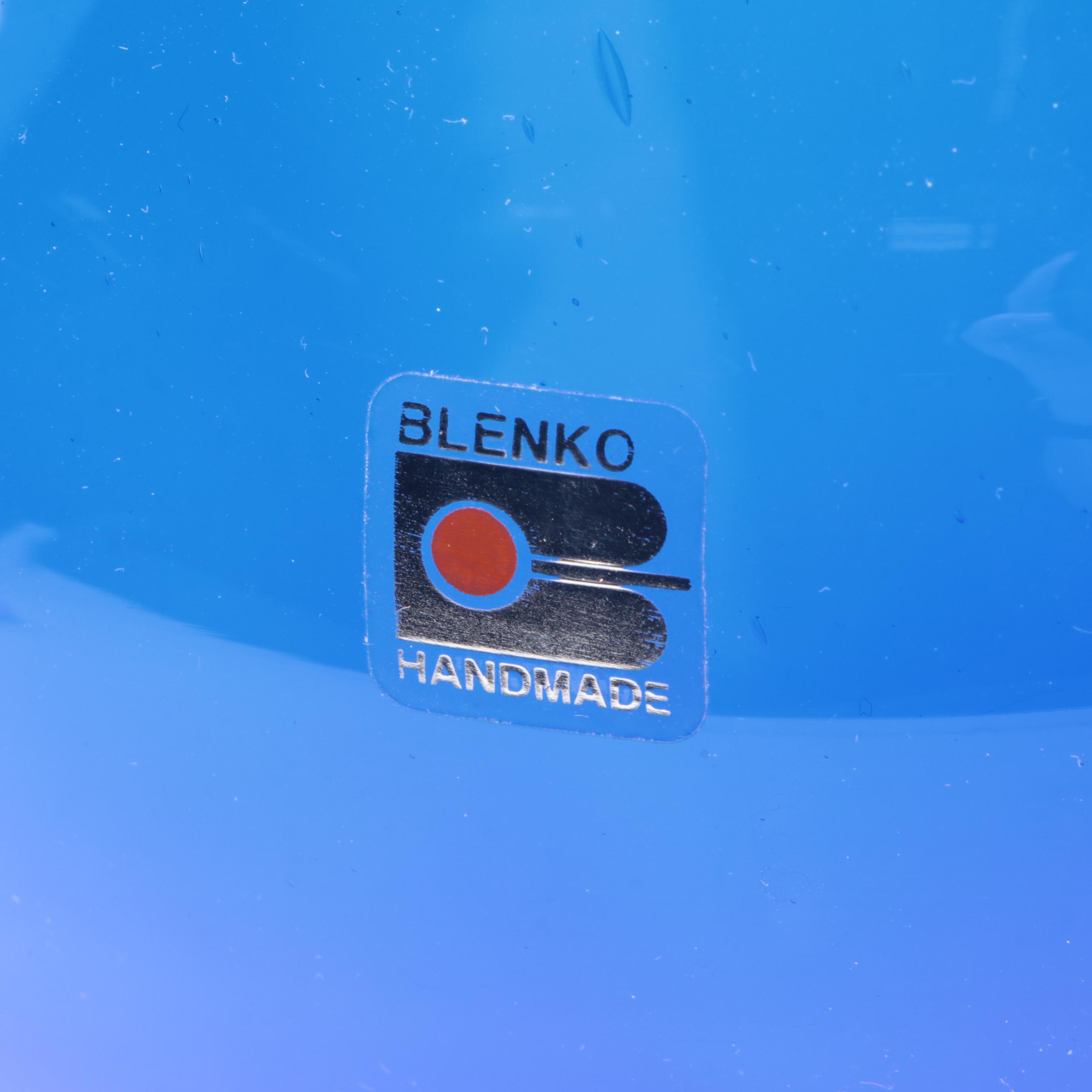 Blenko Cobalt Blue Glass Vase and Scalloped Centerpiece Bowl