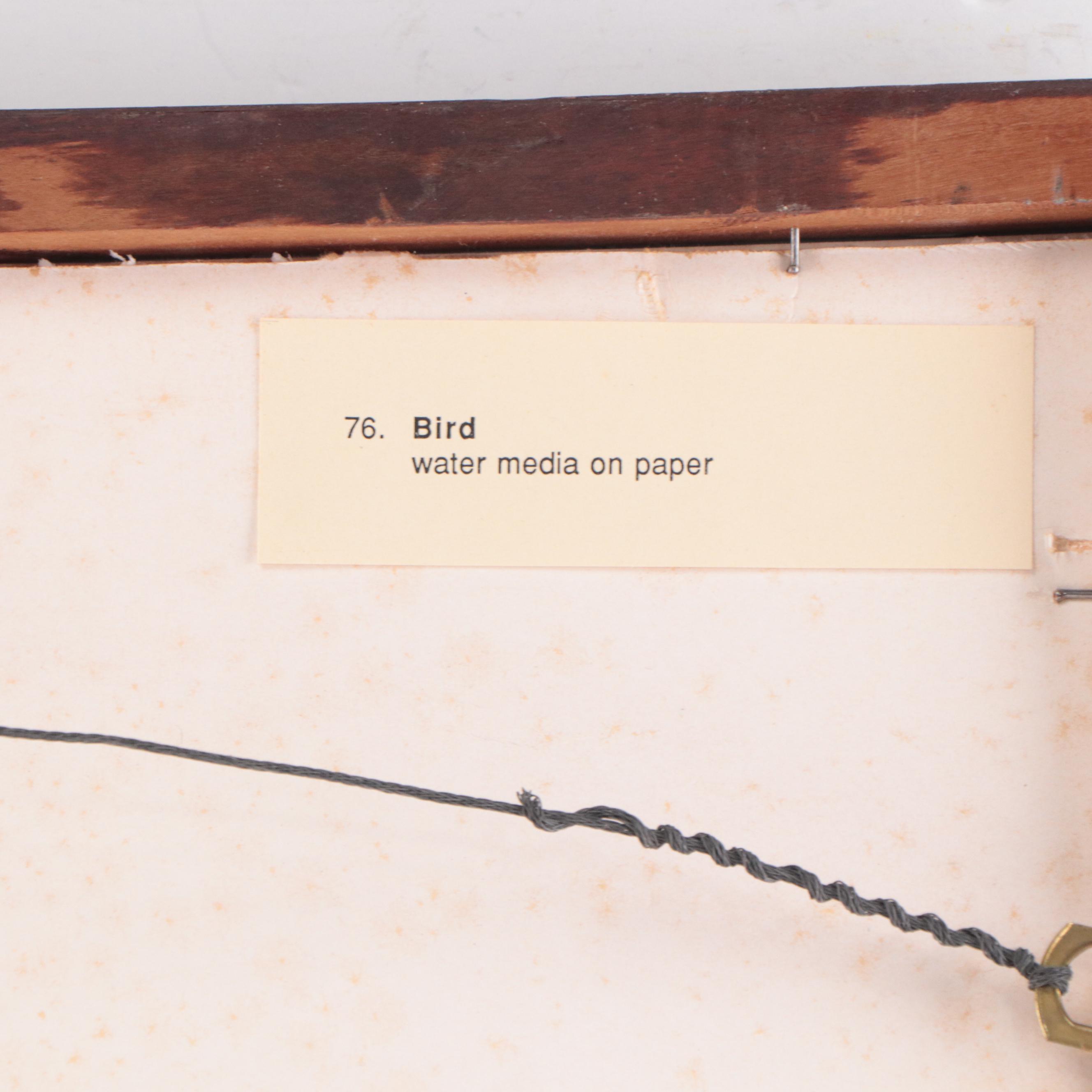 Walter Sorge Watercolor Painting "Bird"