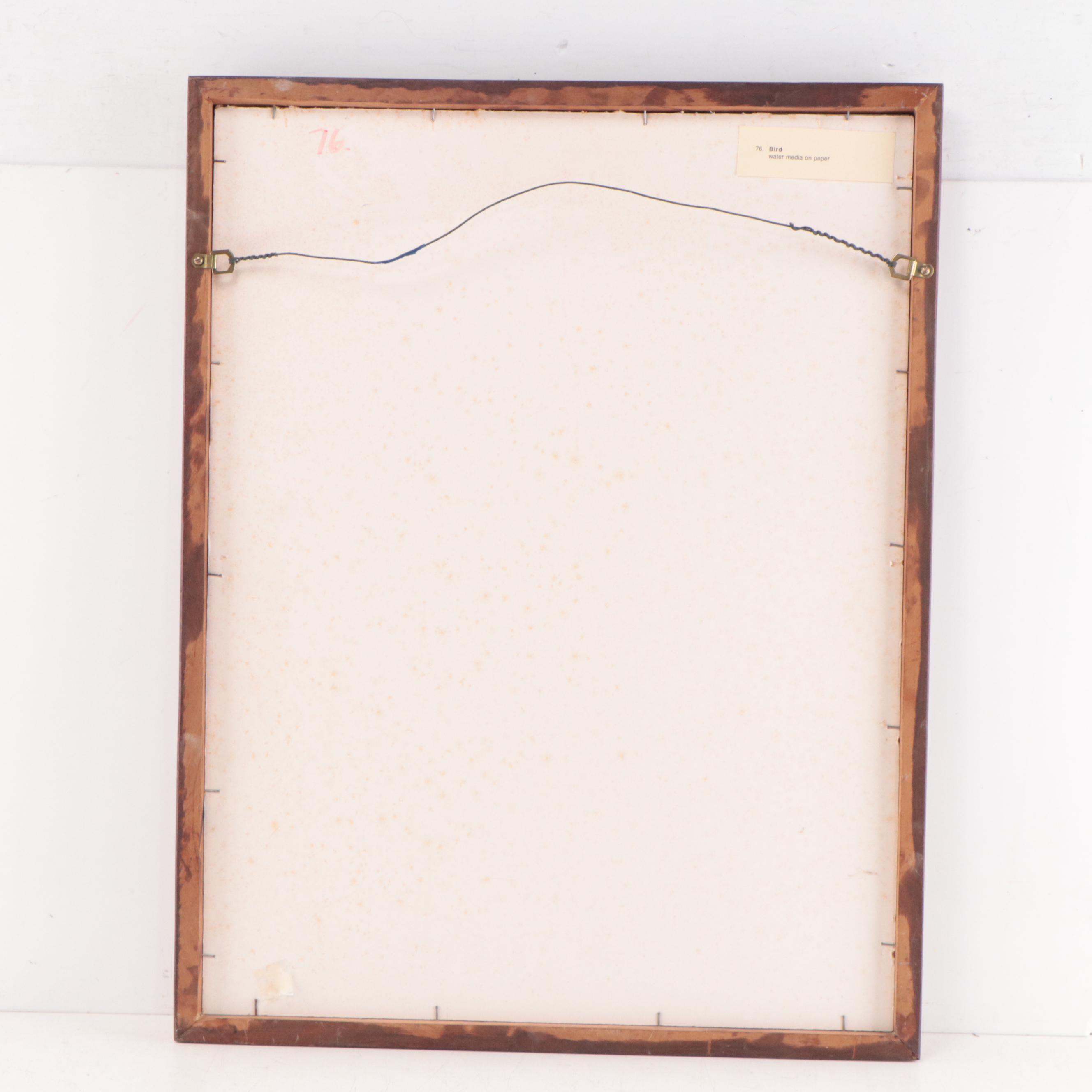 Walter Sorge Watercolor Painting "Bird"