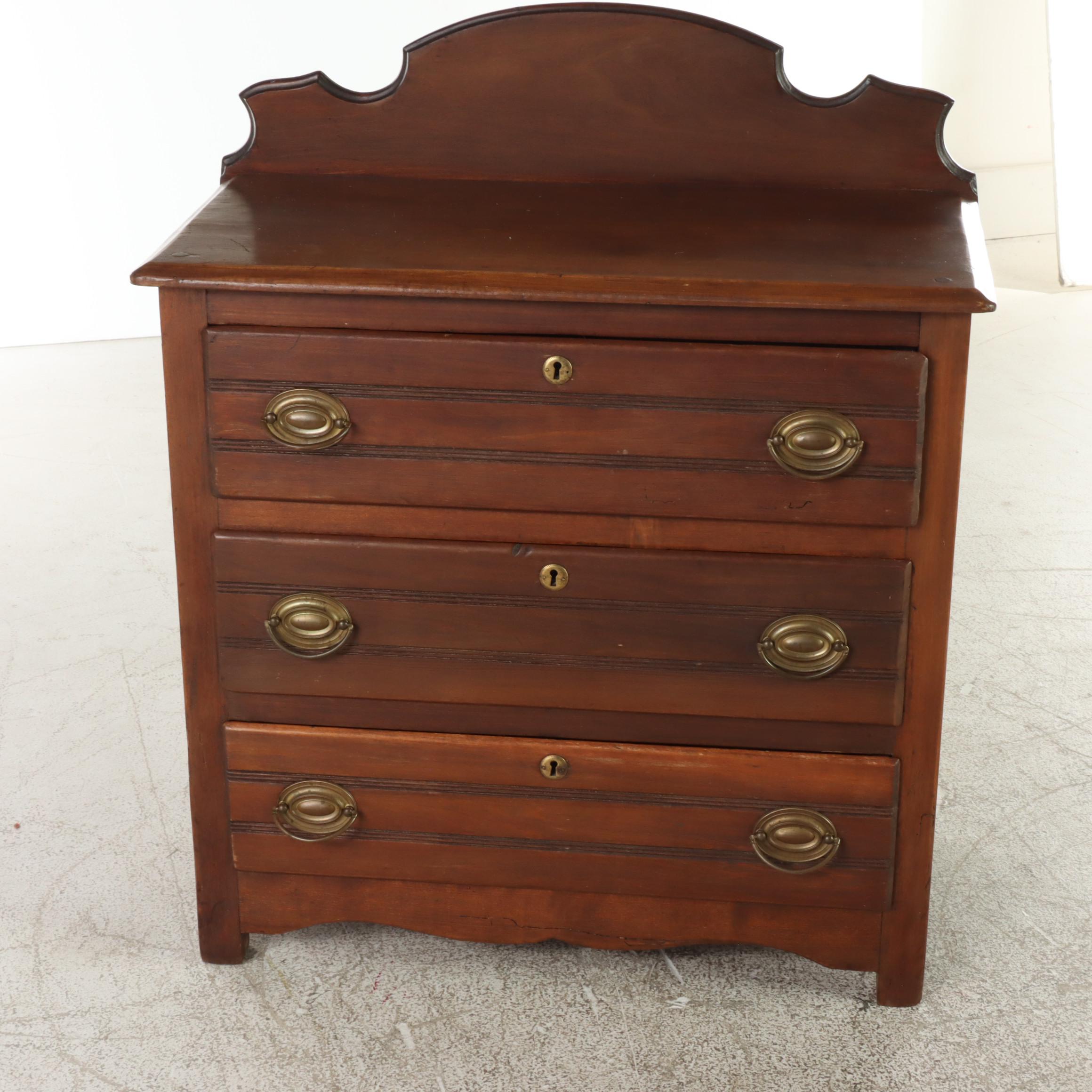 Victorian Poplar Three-Drawer Washstand, Late 19th Century