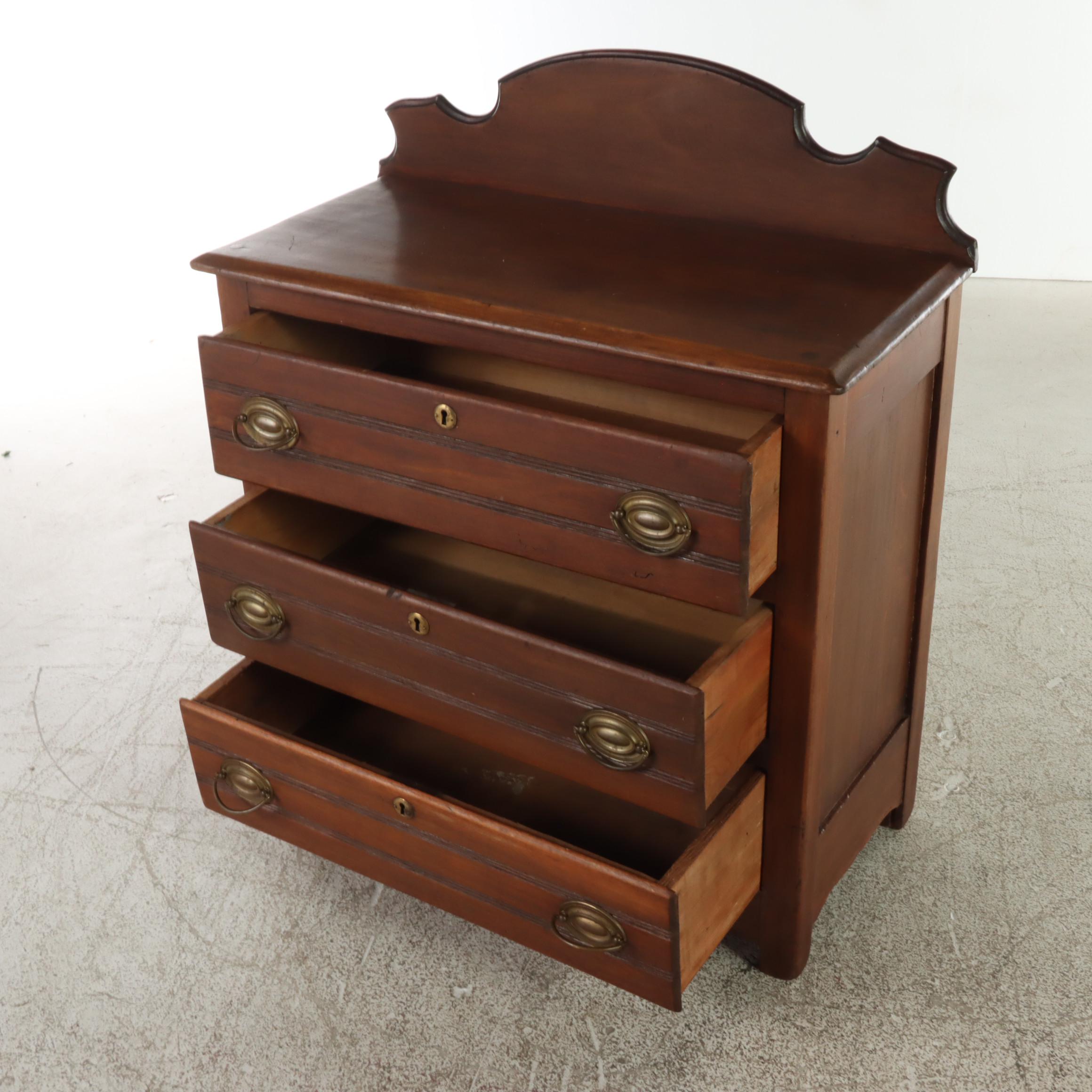 Victorian Poplar Three-Drawer Washstand, Late 19th Century