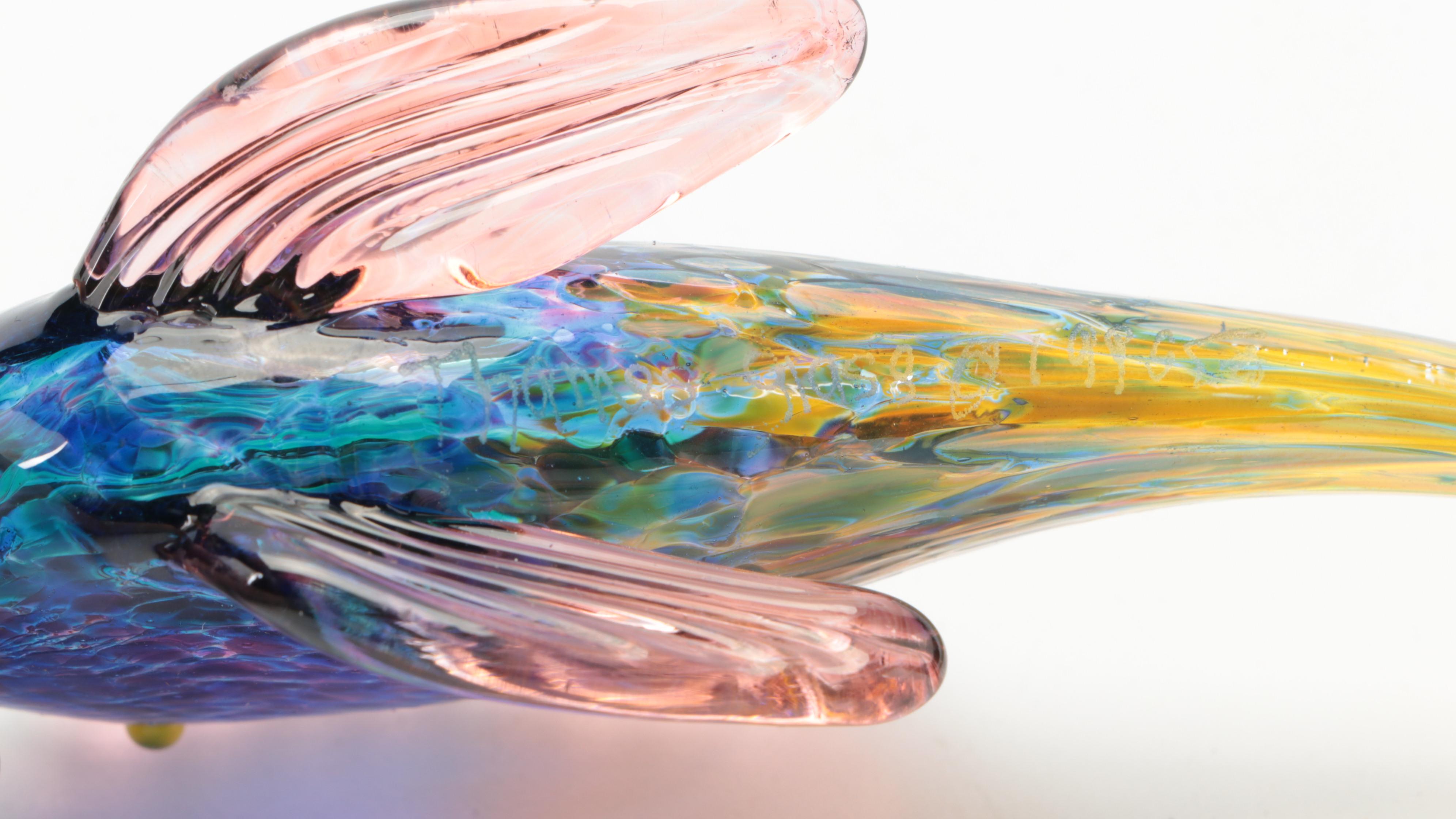 A Qvincum Porcelain Hippo and Other Art Glass Fish Figurines, Mid-Late 20th C.