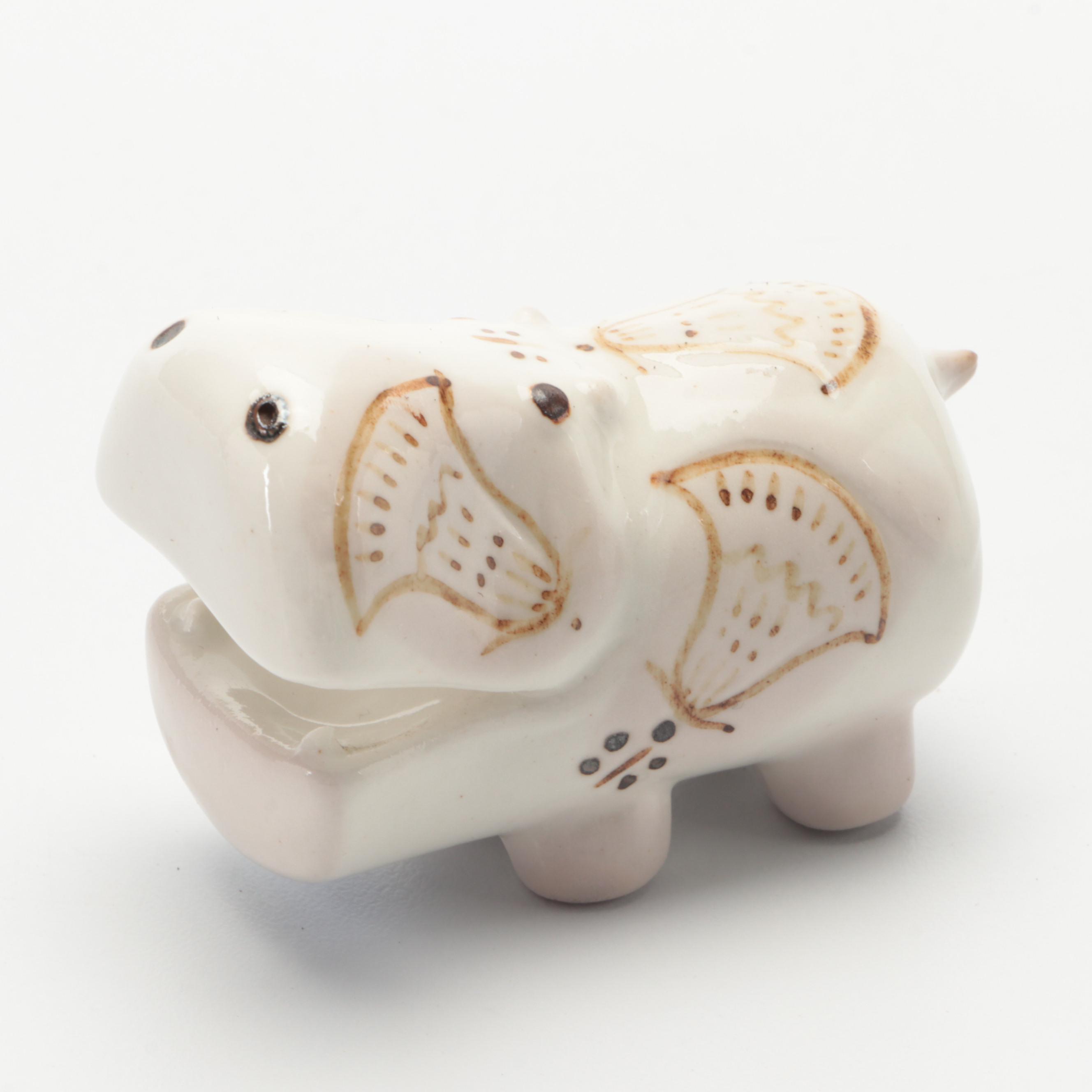 A Qvincum Porcelain Hippo and Other Art Glass Fish Figurines, Mid-Late 20th C.