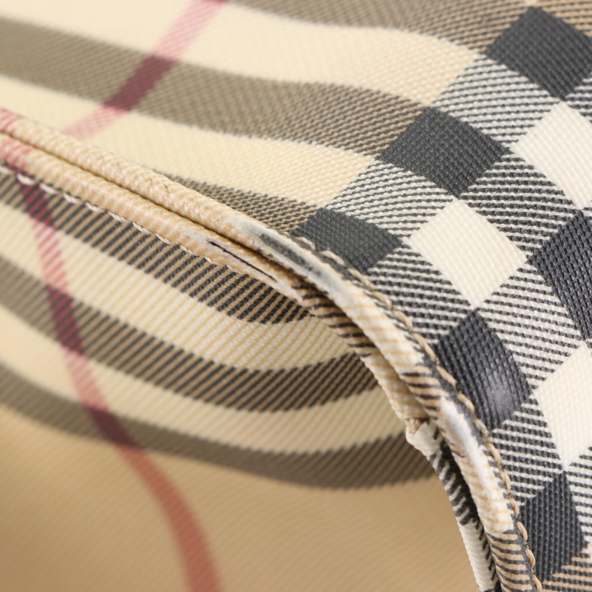 Burberry Tote Bag in Nova Check Coated Canvas and Black Leather Trim