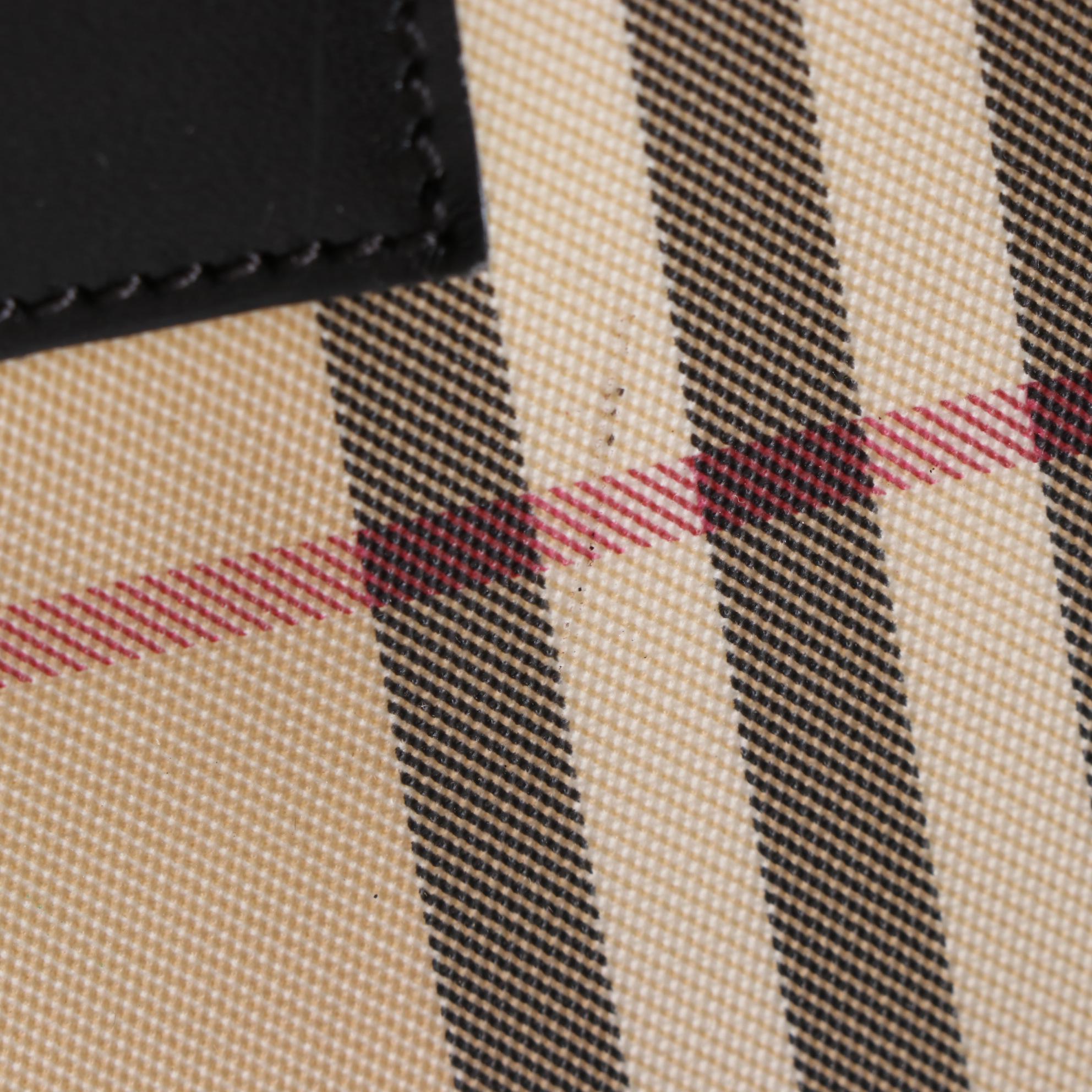 Burberry Tote Bag in Nova Check Coated Canvas and Black Leather Trim