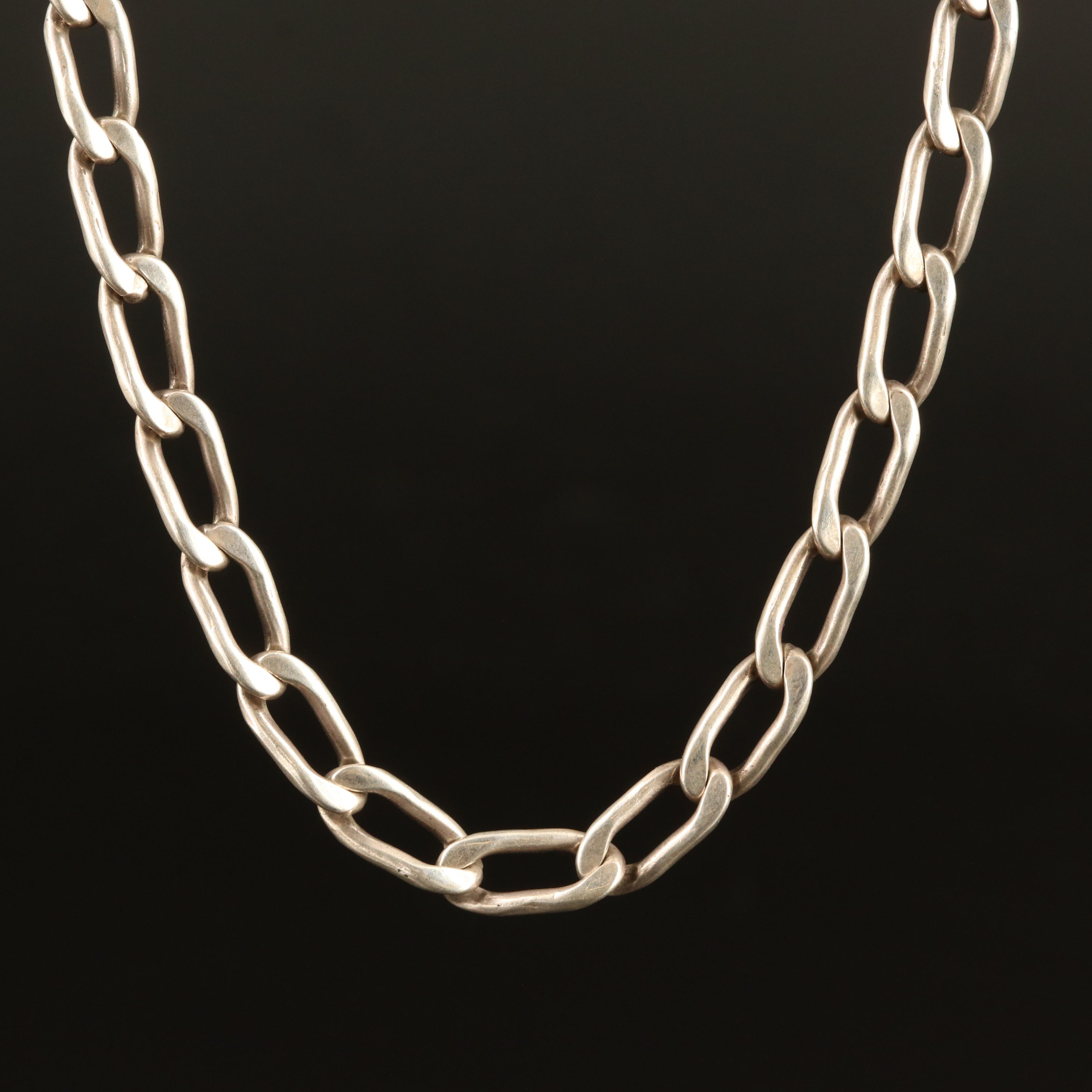 Mexican Sterling Curb Chain Necklace