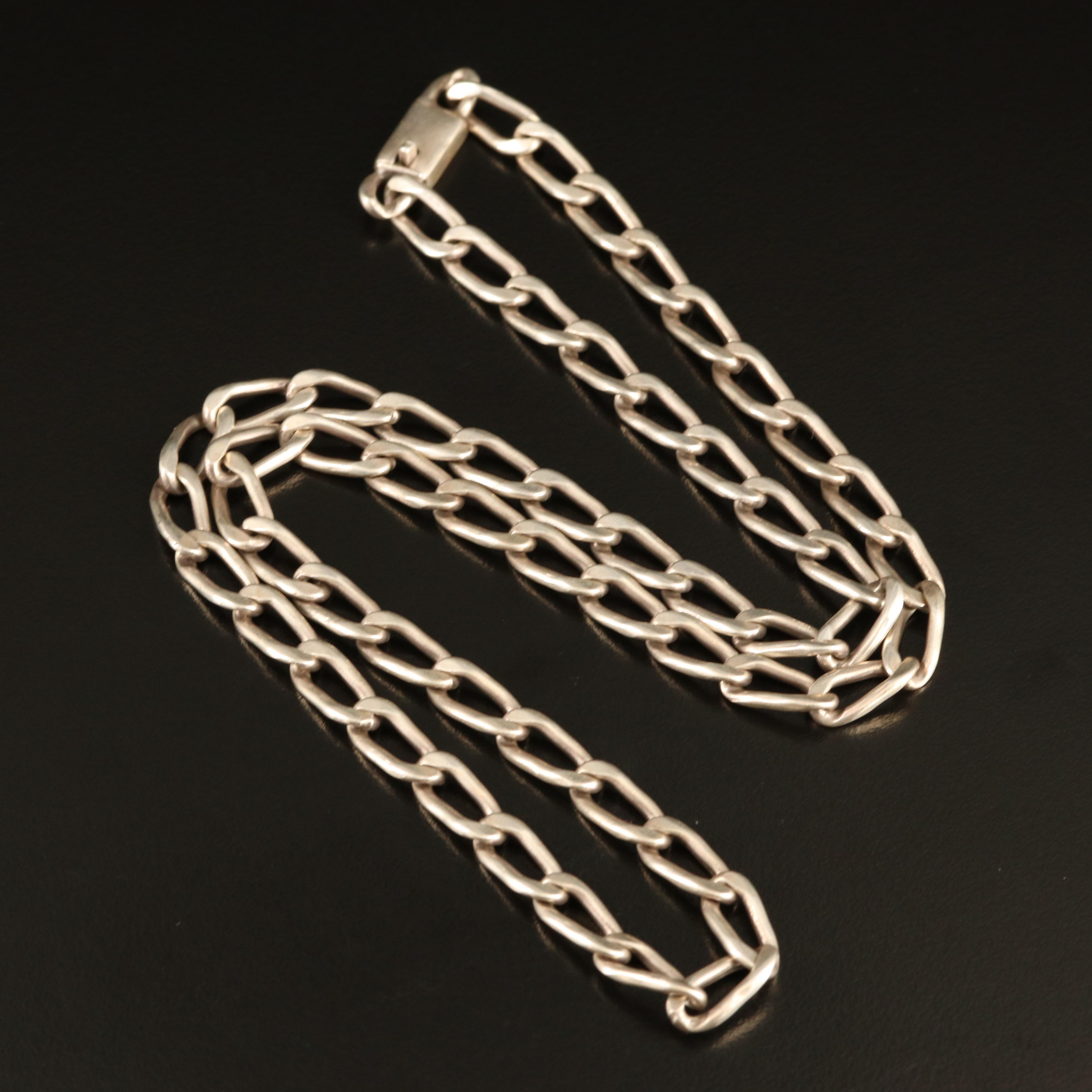 Mexican Sterling Curb Chain Necklace