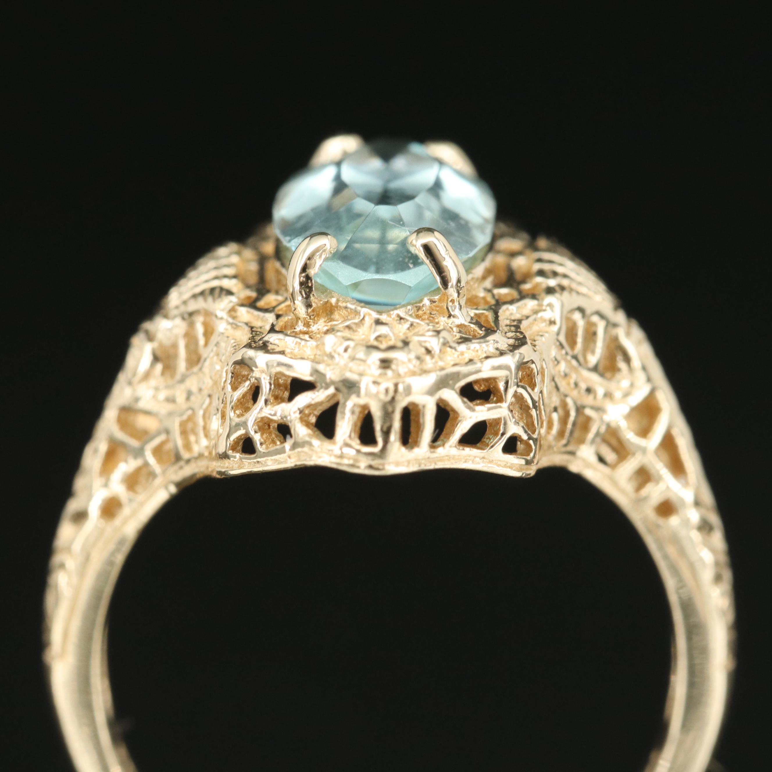 Vintage Style 14K 1.95 CT Aquamarine Ring with GIA Report