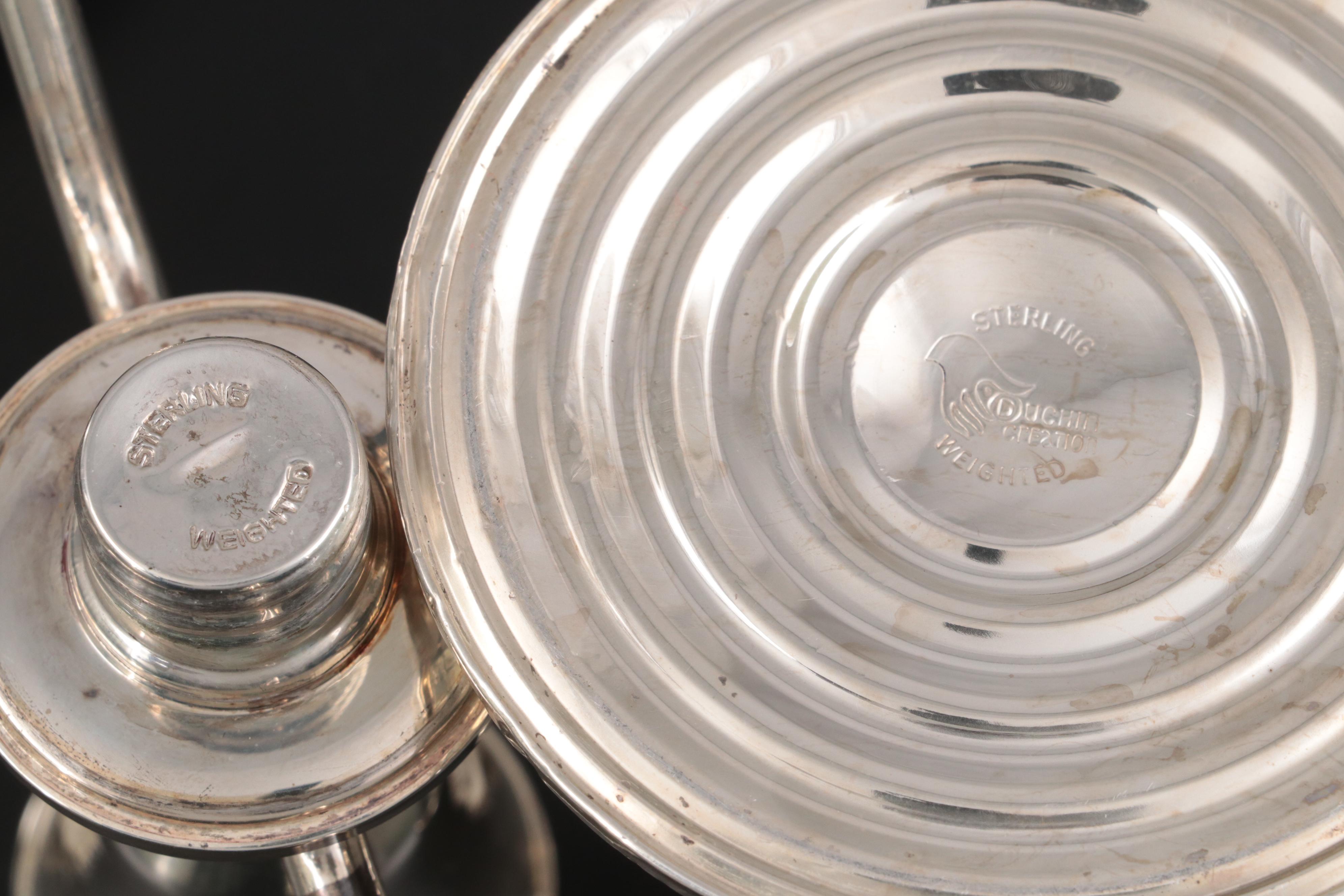 Alvin Gadroon Rim Weighted Sterling Candlestick Pair and Other Candlesticks