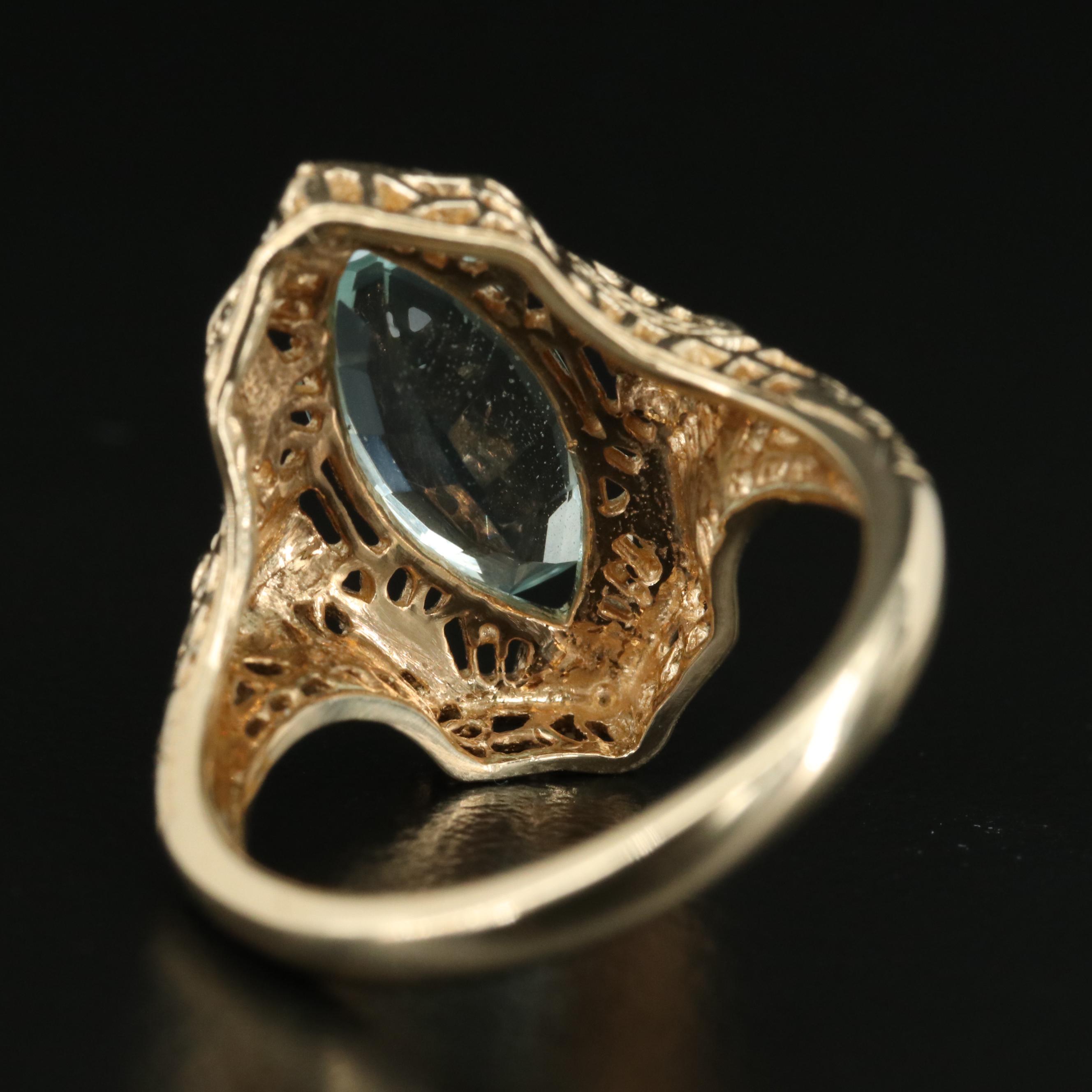 Vintage Style 14K 1.95 CT Aquamarine Ring with GIA Report