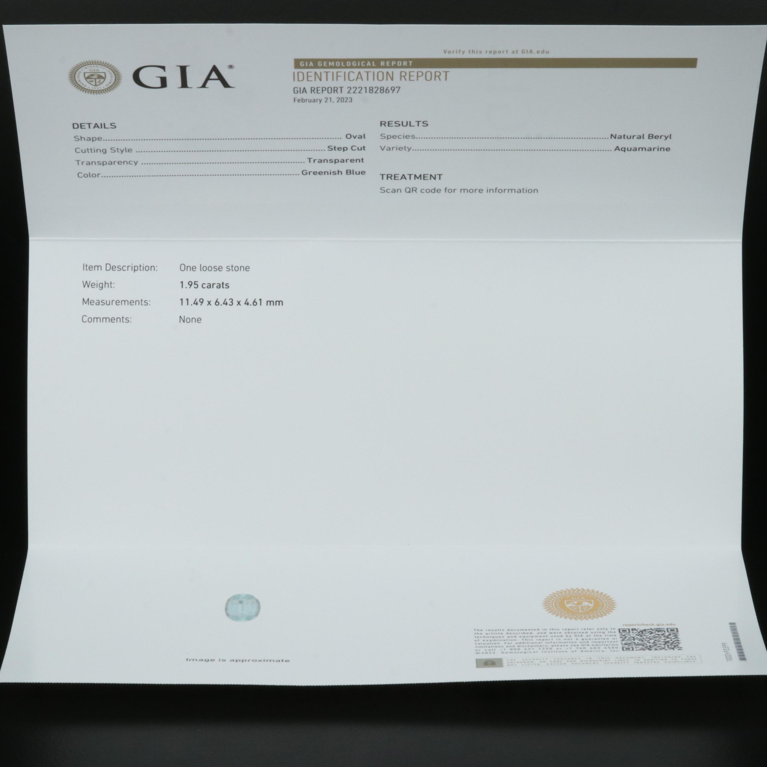 Vintage Style 14K 1.95 CT Aquamarine Ring with GIA Report