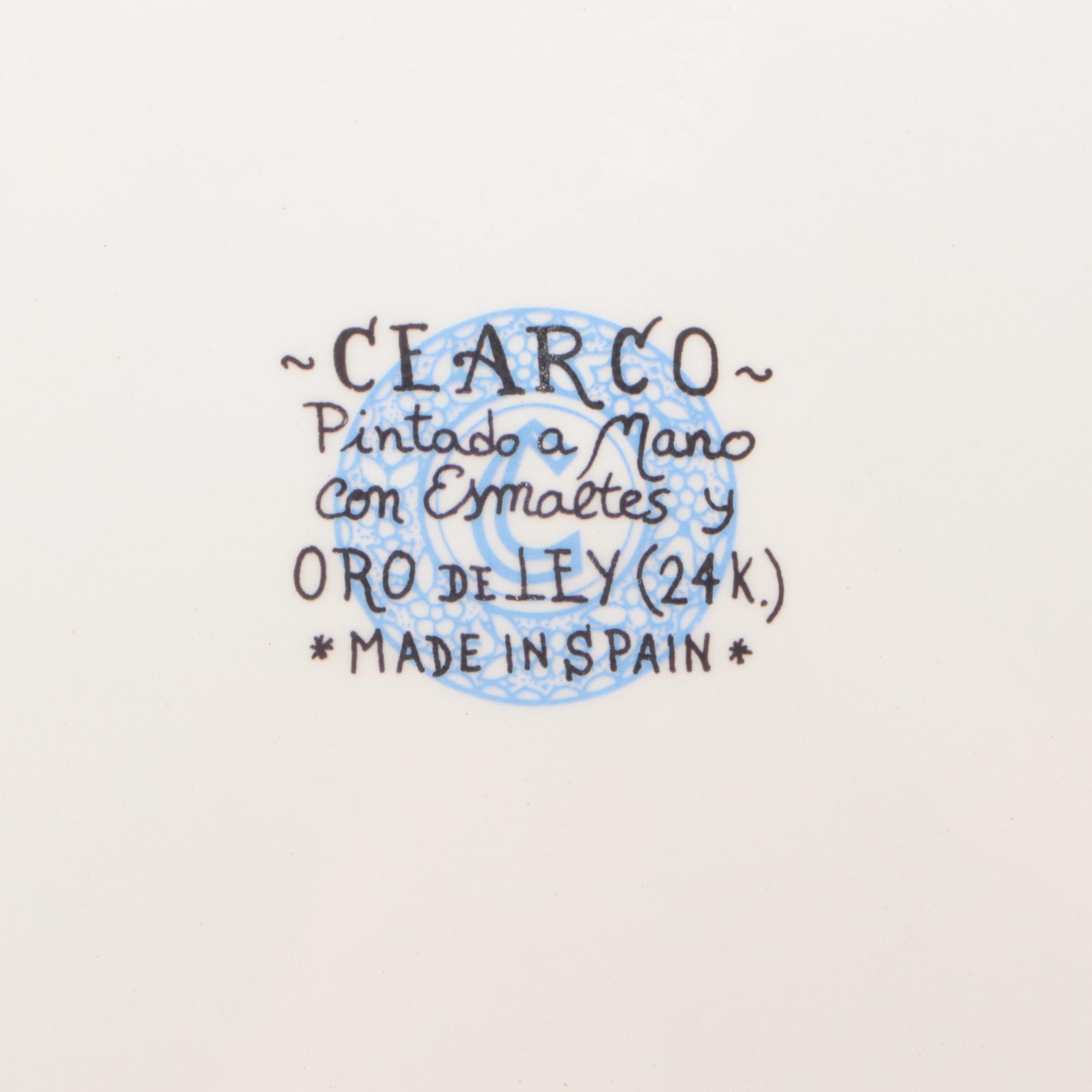 Cearco Spanish Enameled Ceramic Plate with Display Stand