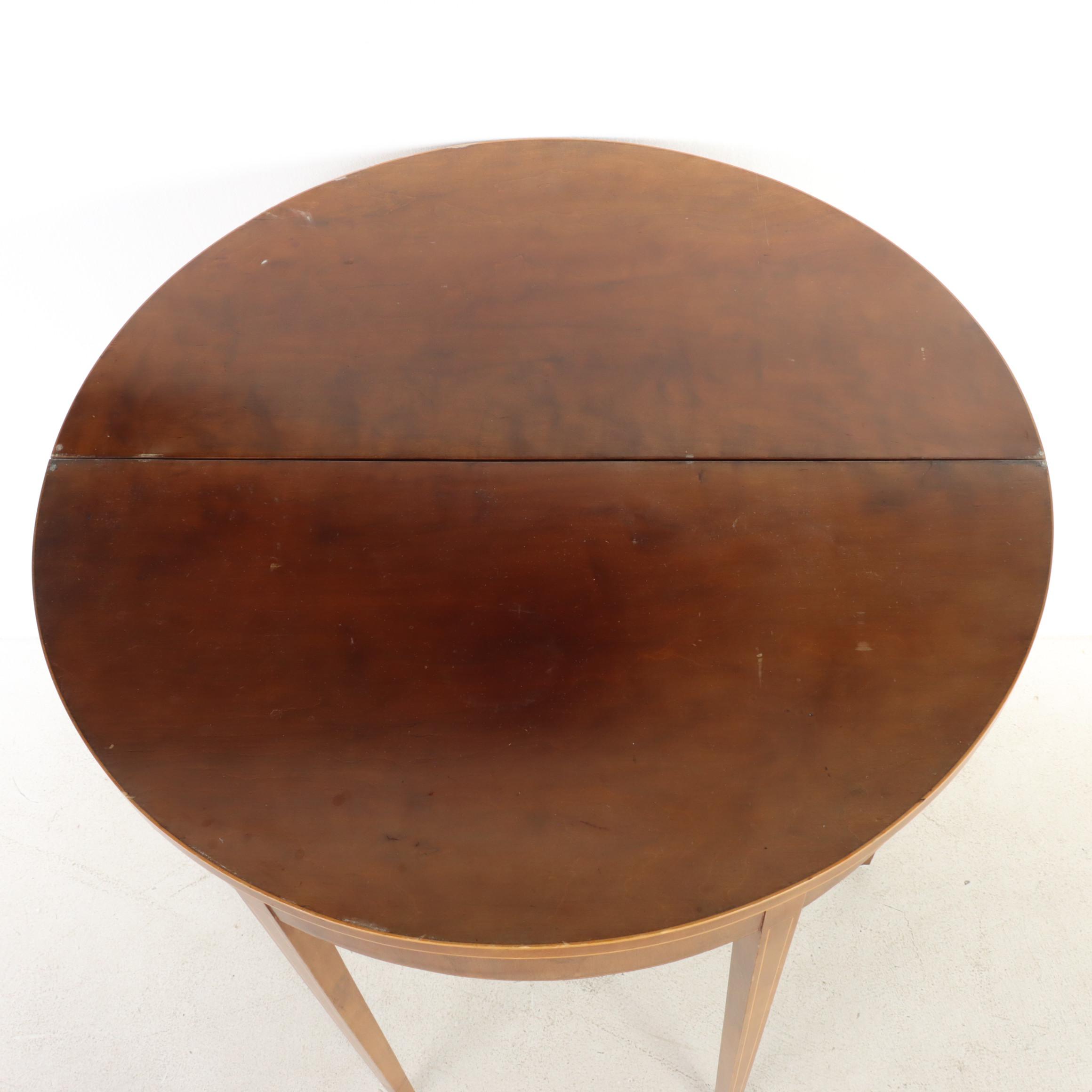 Federal Style Cherrywood and String-Inlaid Demilune Games Table, 20th Century