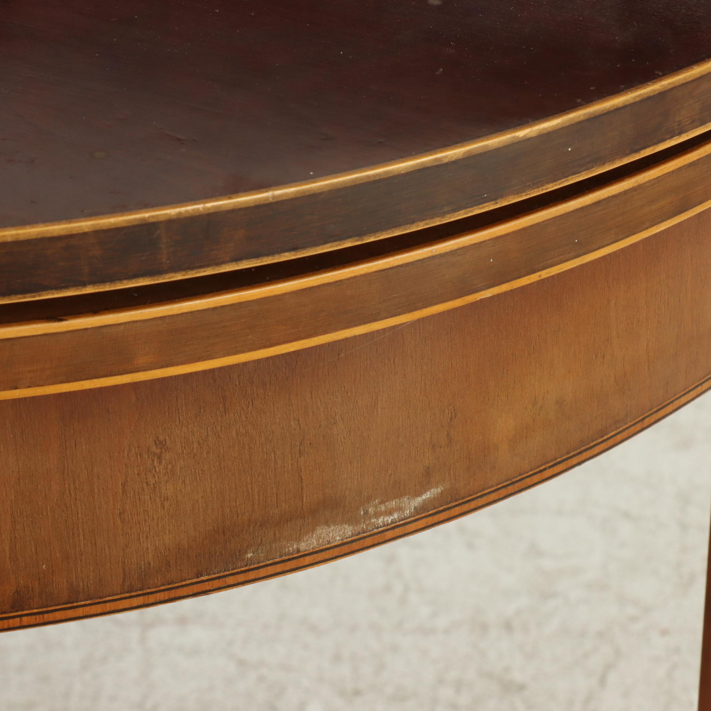 Federal Style Cherrywood and String-Inlaid Demilune Games Table, 20th Century