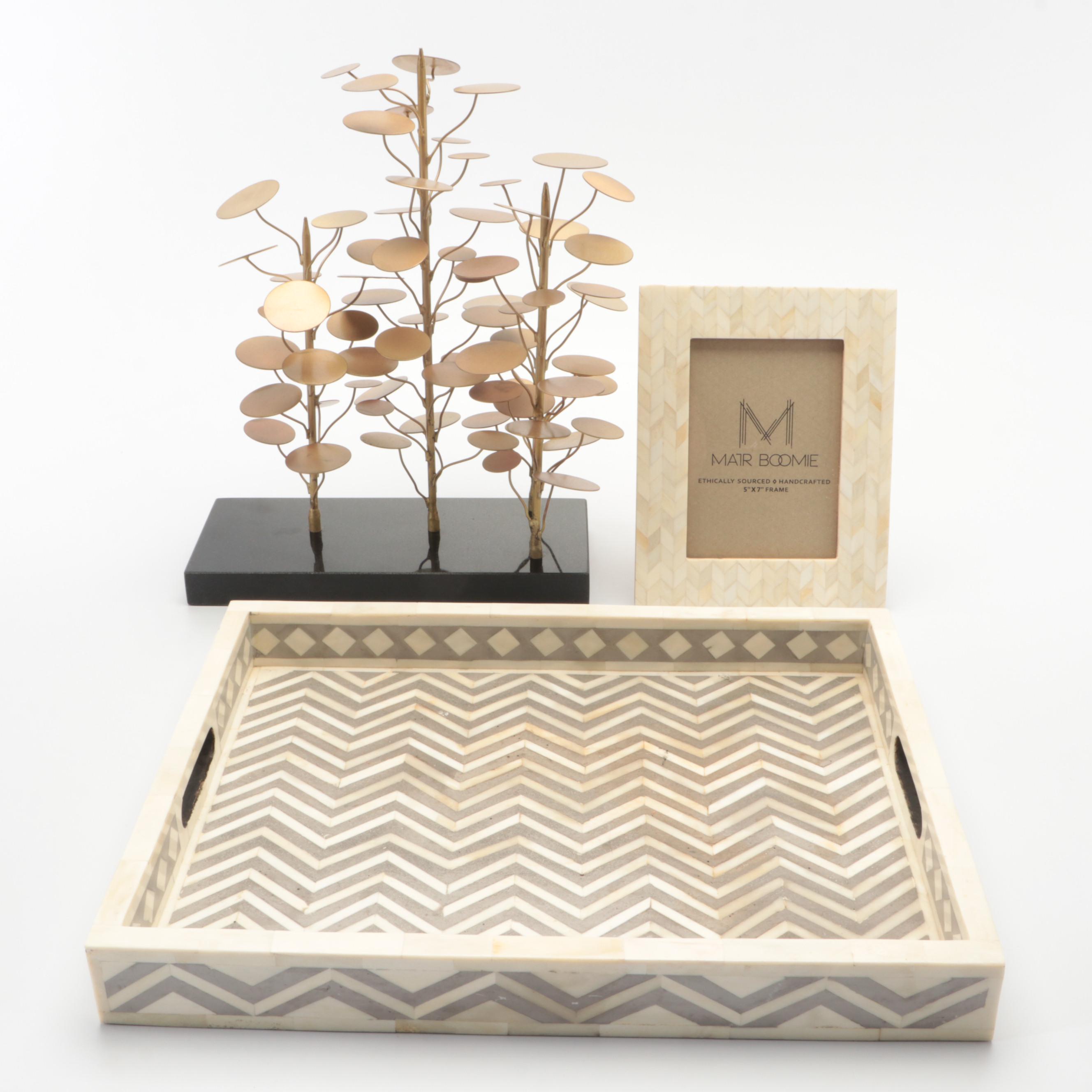 Chevron Bone Serving Tray with Rustic Contemporary Décor