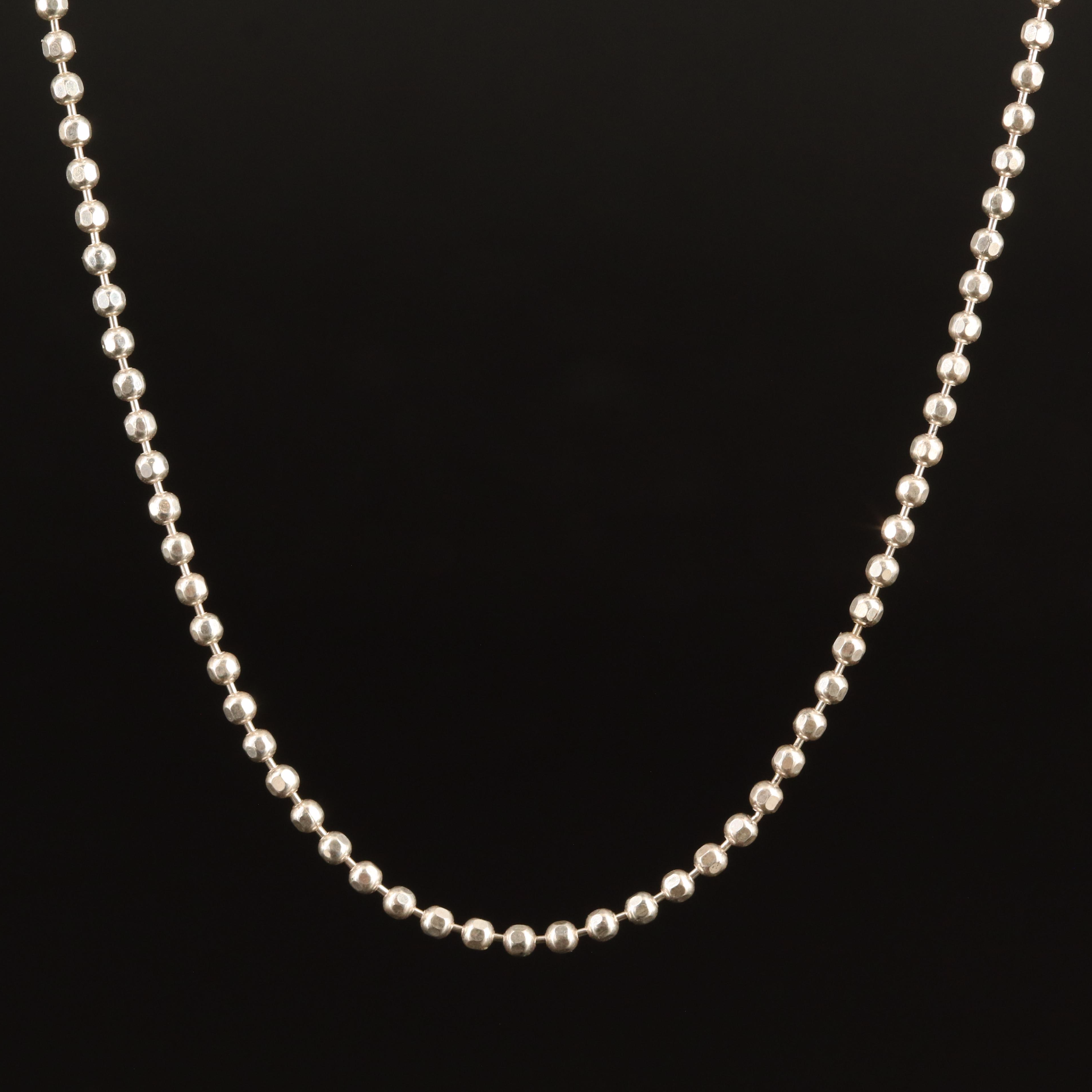 Italian Sterling Faceted Bead Chain Necklace