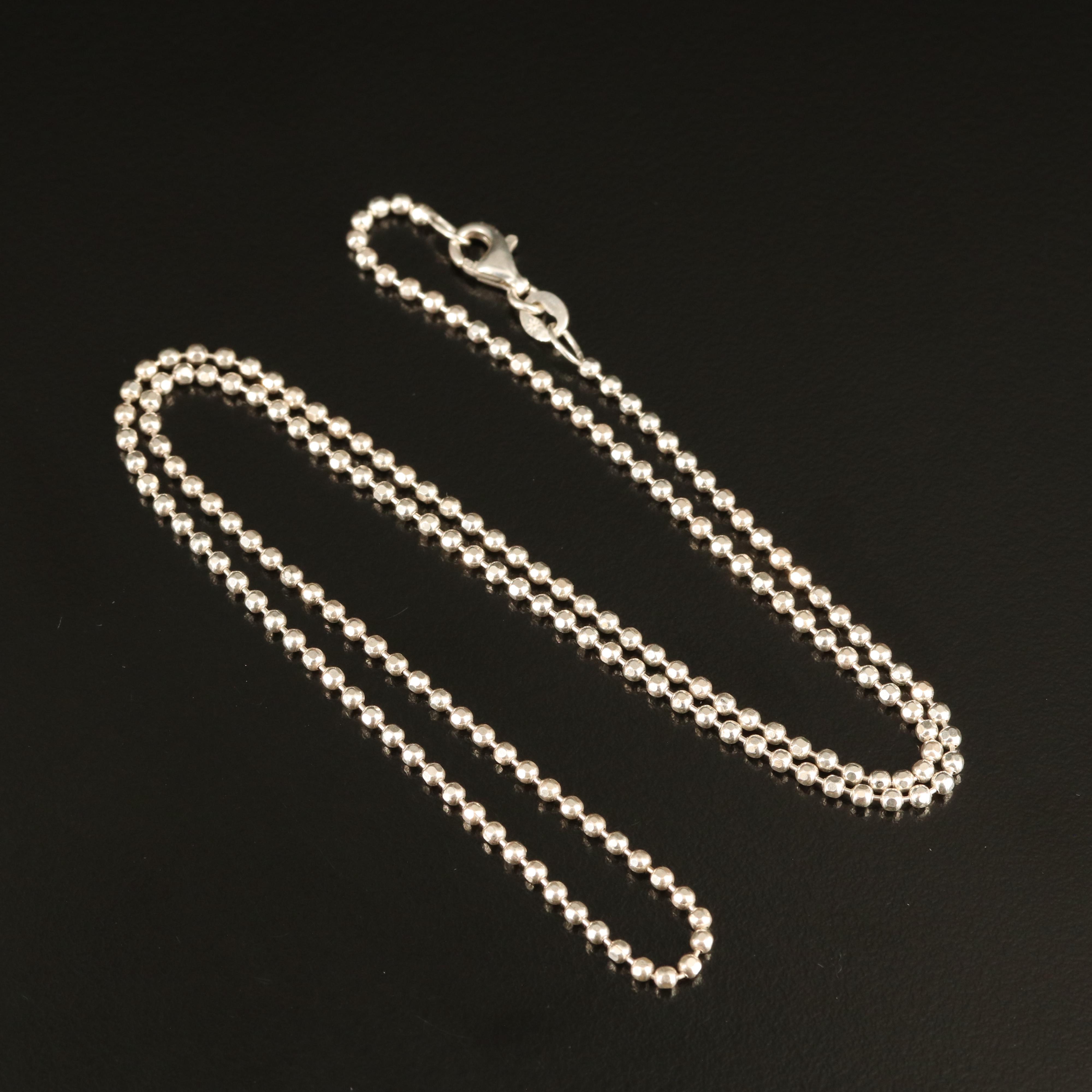 Italian Sterling Faceted Bead Chain Necklace