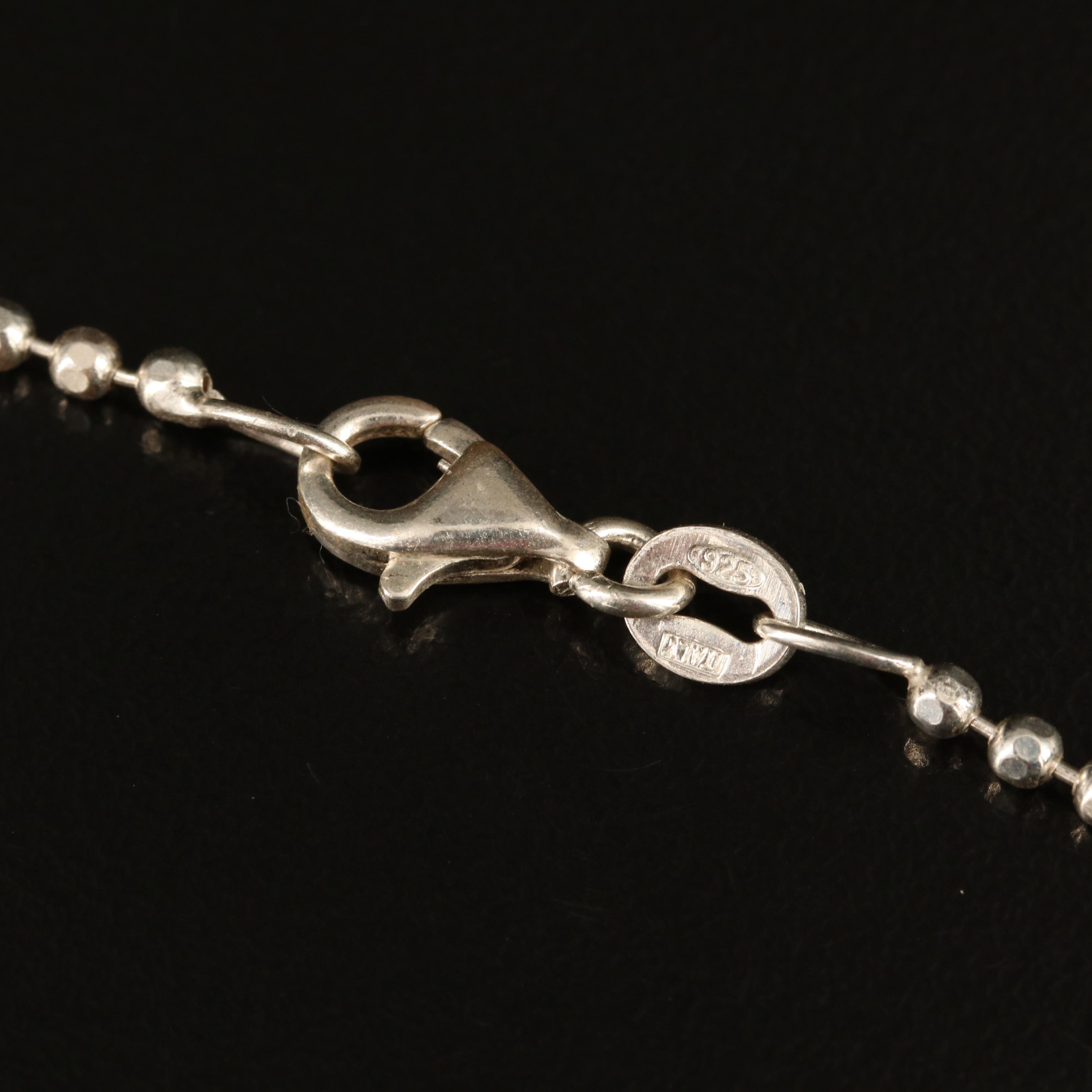 Italian Sterling Faceted Bead Chain Necklace