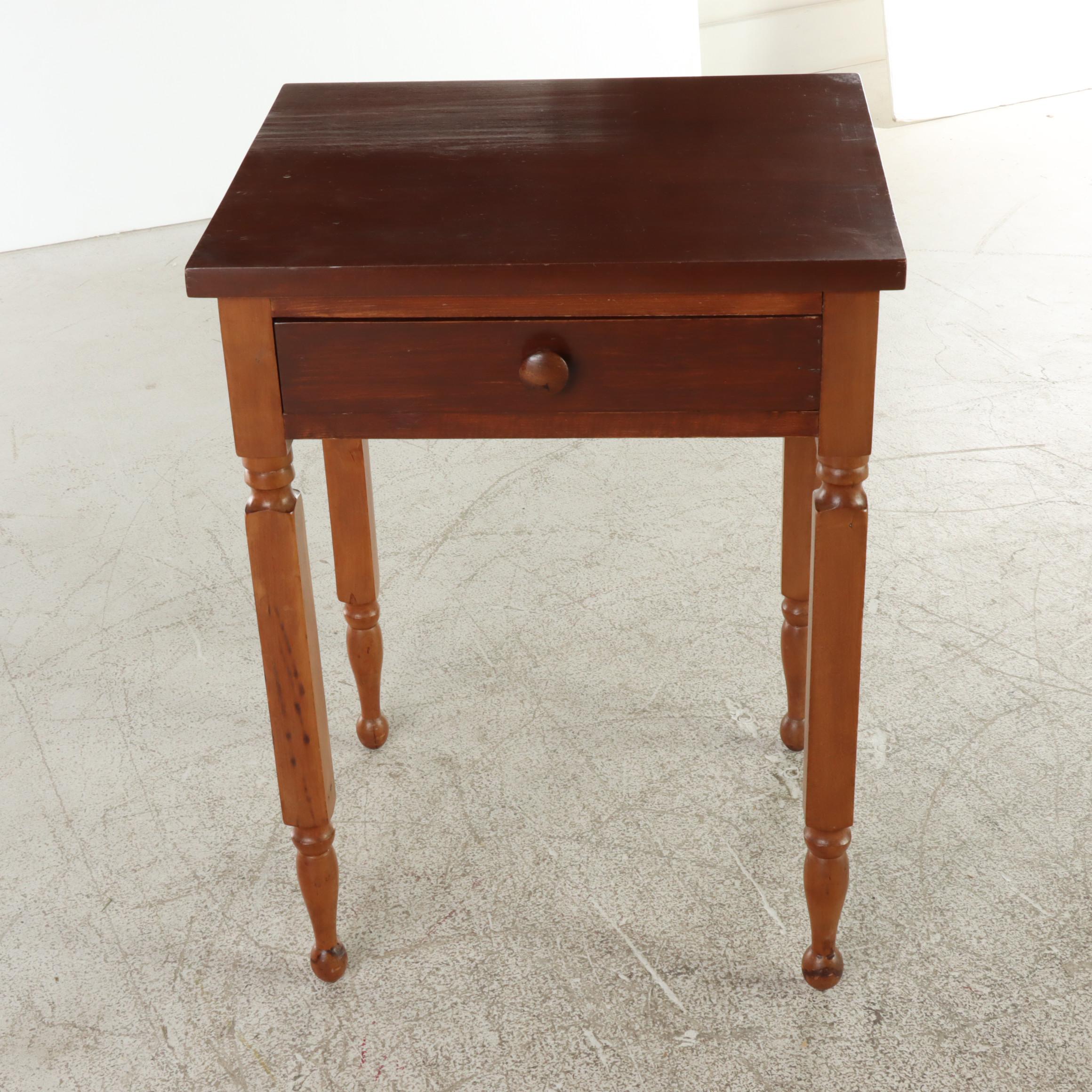 American Primitive Cherrywood, Poplar, and Pine Side Table, 19th Century
