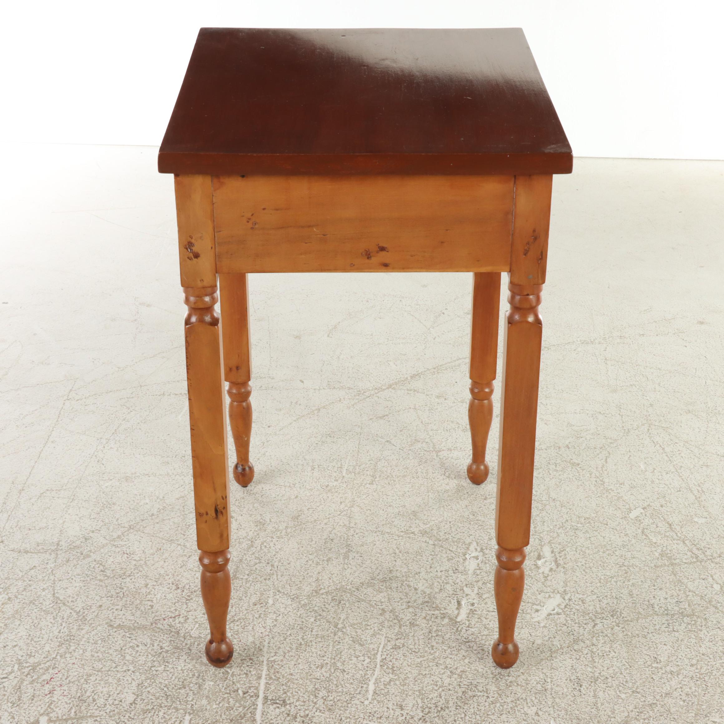 American Primitive Cherrywood, Poplar, and Pine Side Table, 19th Century