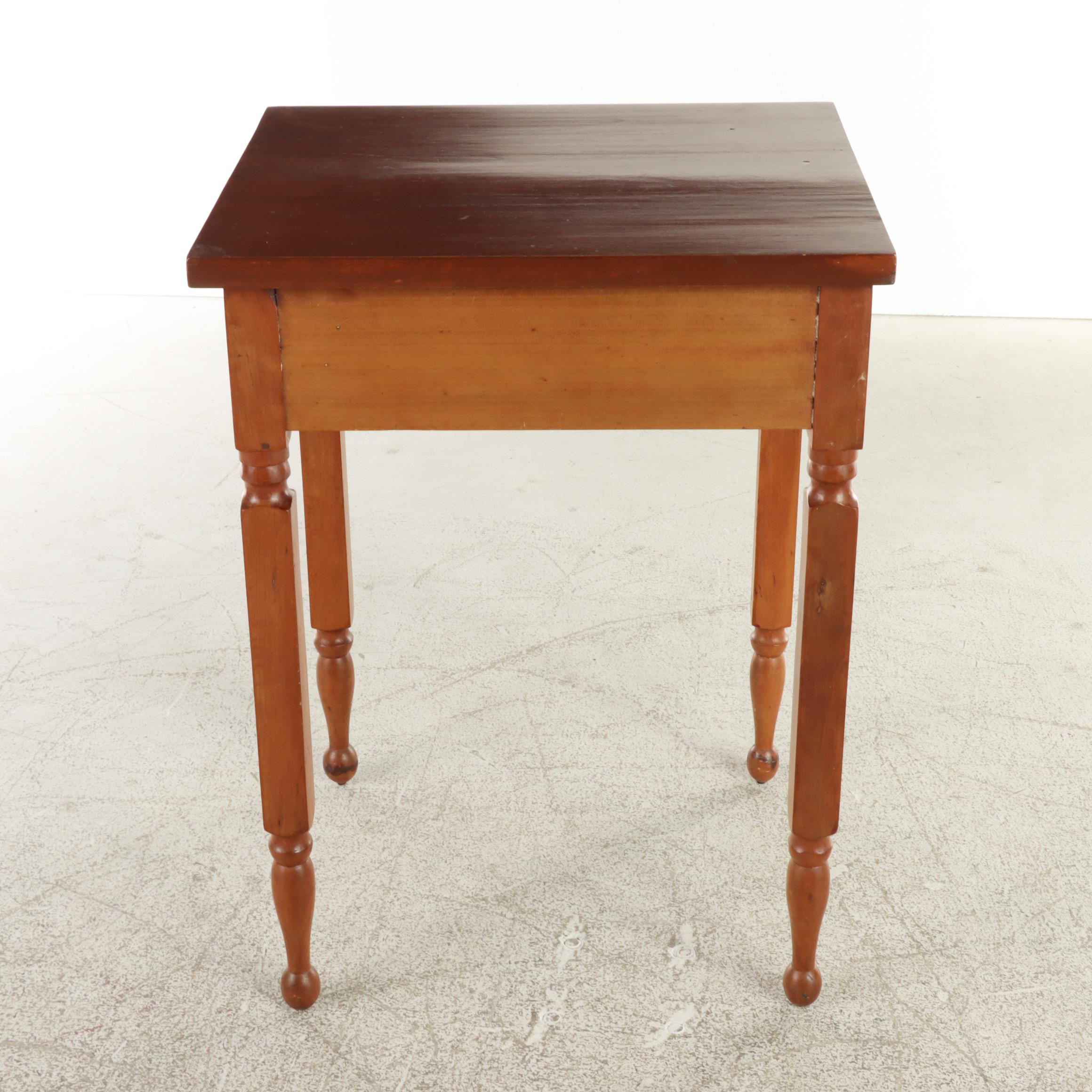 American Primitive Cherrywood, Poplar, and Pine Side Table, 19th Century