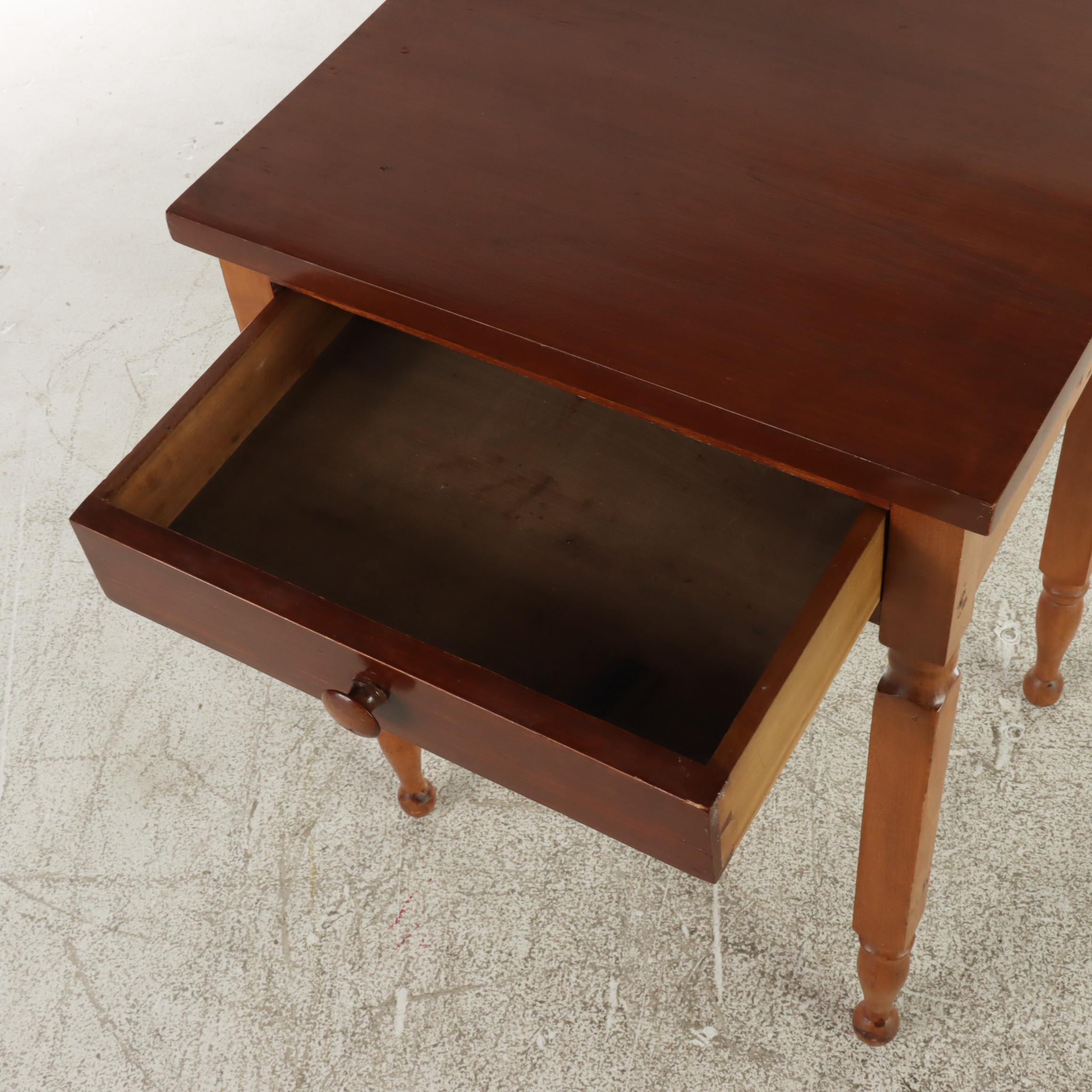 American Primitive Cherrywood, Poplar, and Pine Side Table, 19th Century