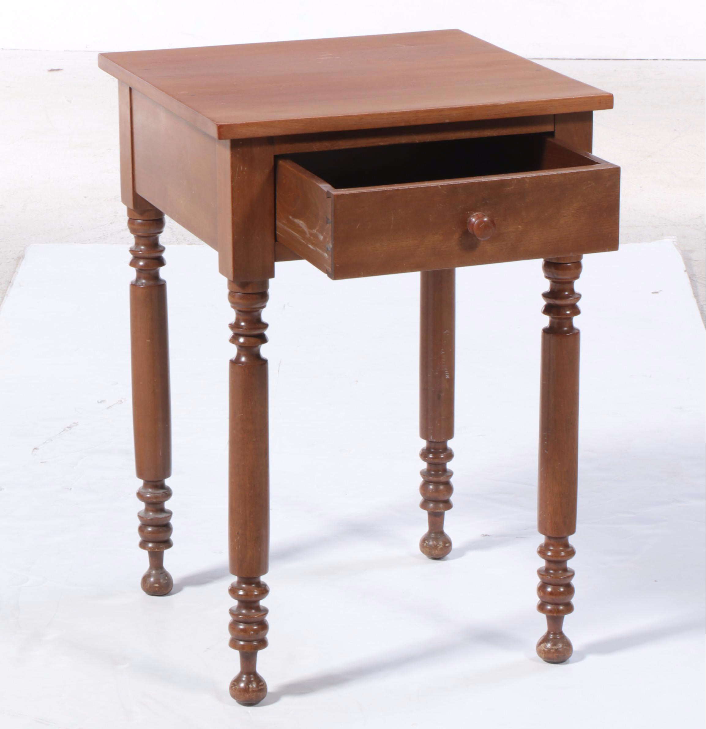 American Primitive Walnut Side Table, 19th Century