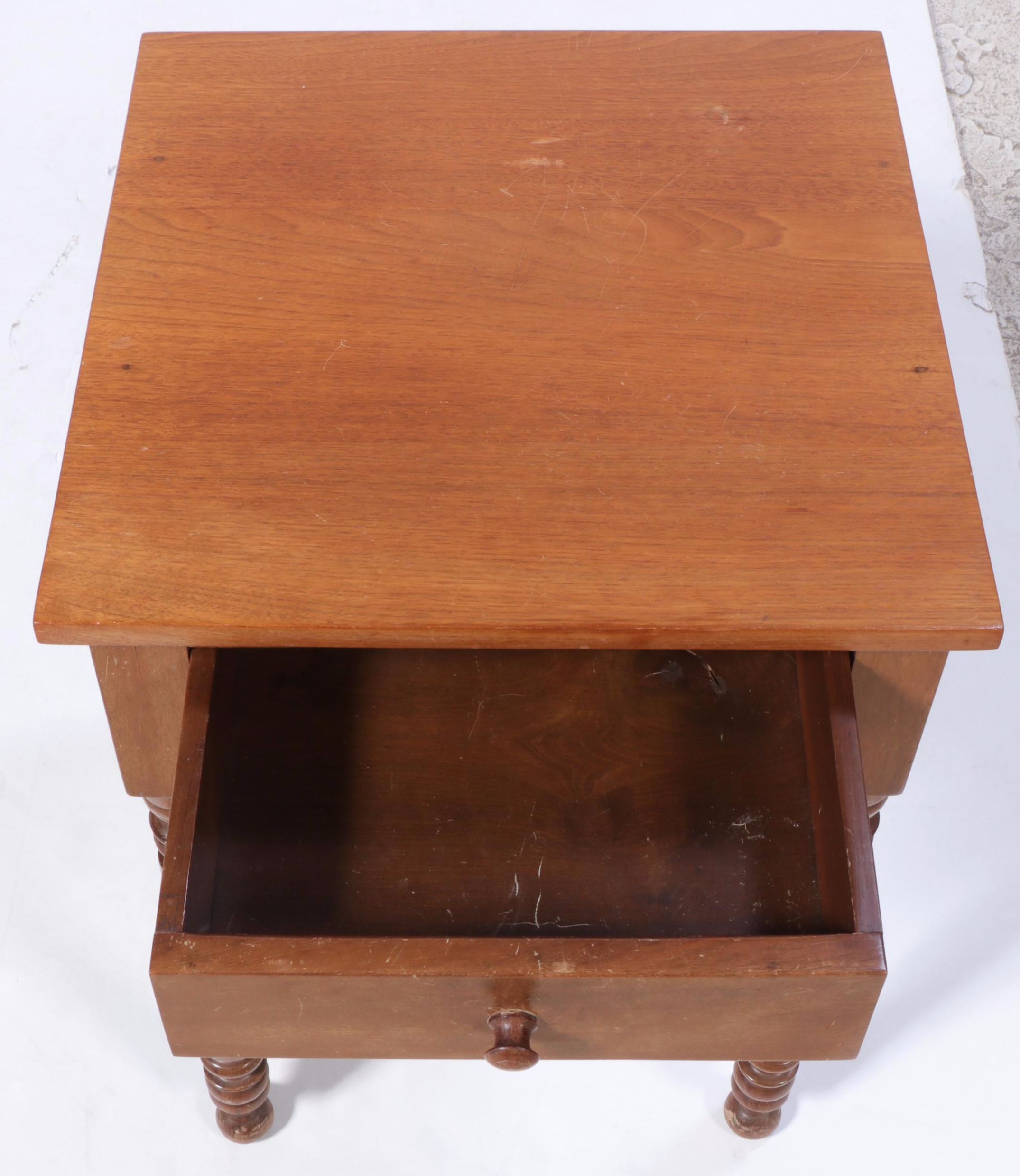 American Primitive Walnut Side Table, 19th Century