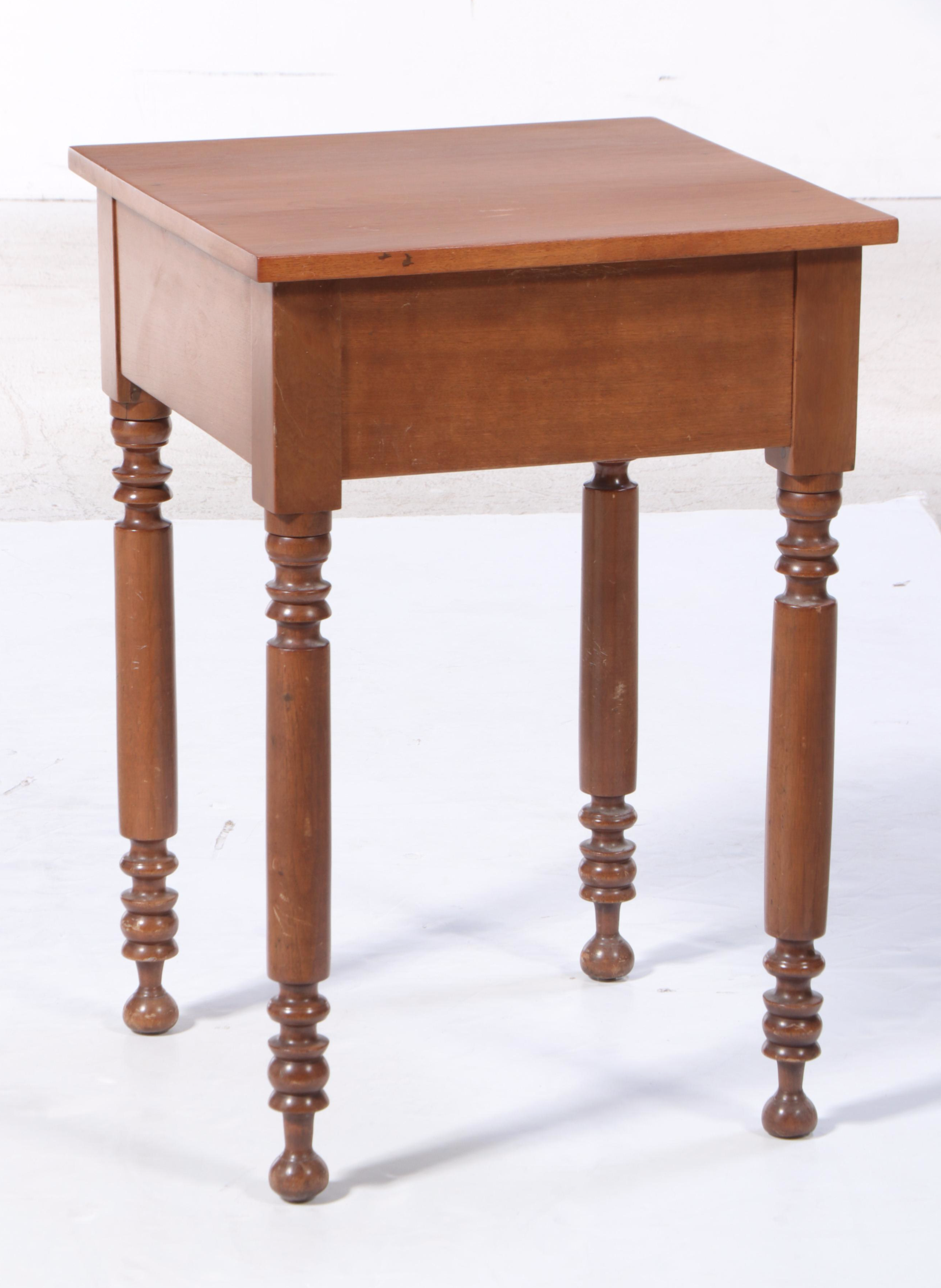 American Primitive Walnut Side Table, 19th Century