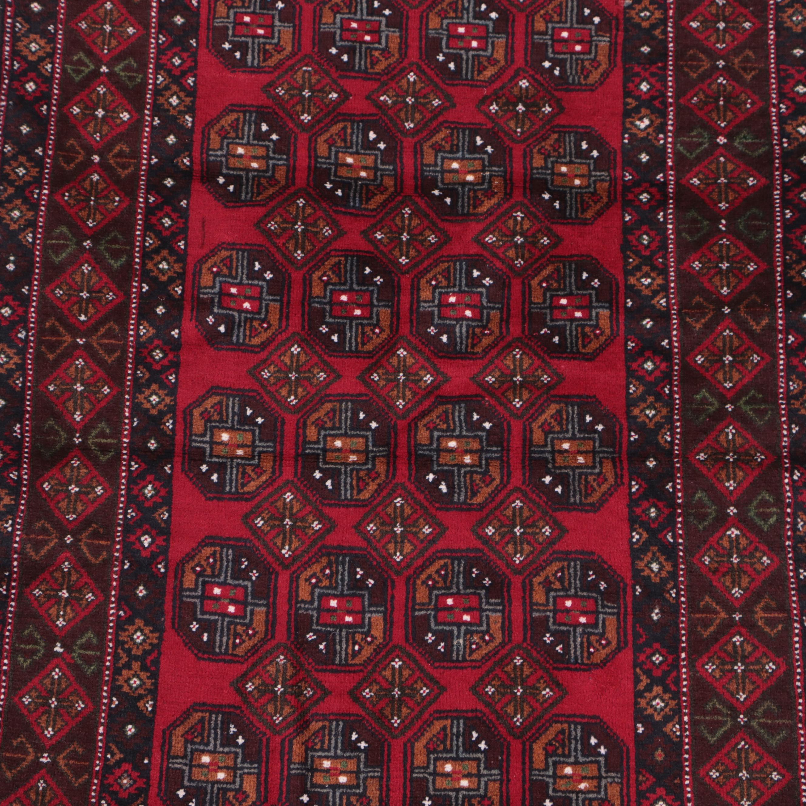 2'8 x 5' Hand-Knotted Afghan Bokhara Turkmen Gul Accent Rug