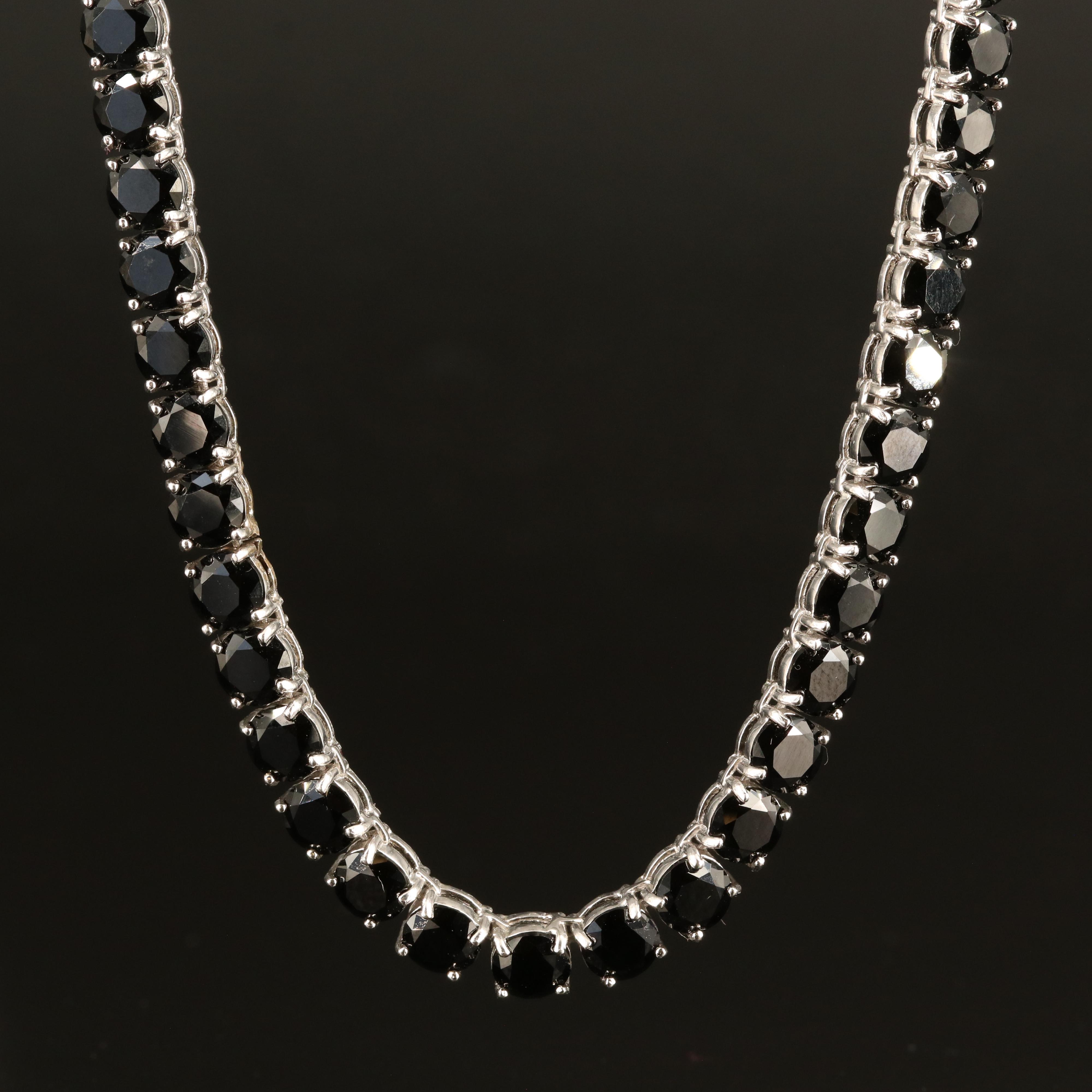 Sterling Black Spinel Bolo Necklace