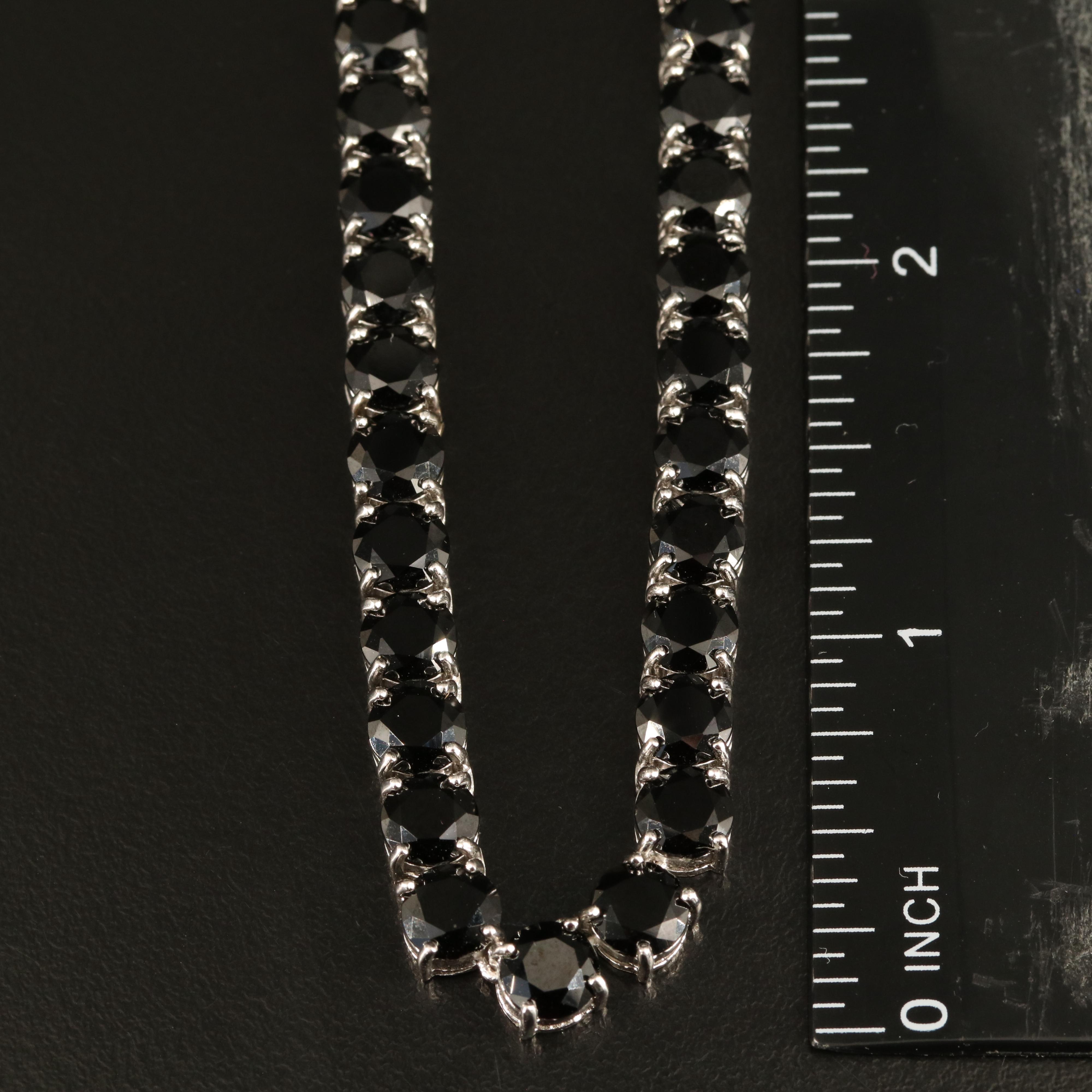 Sterling Black Spinel Bolo Necklace