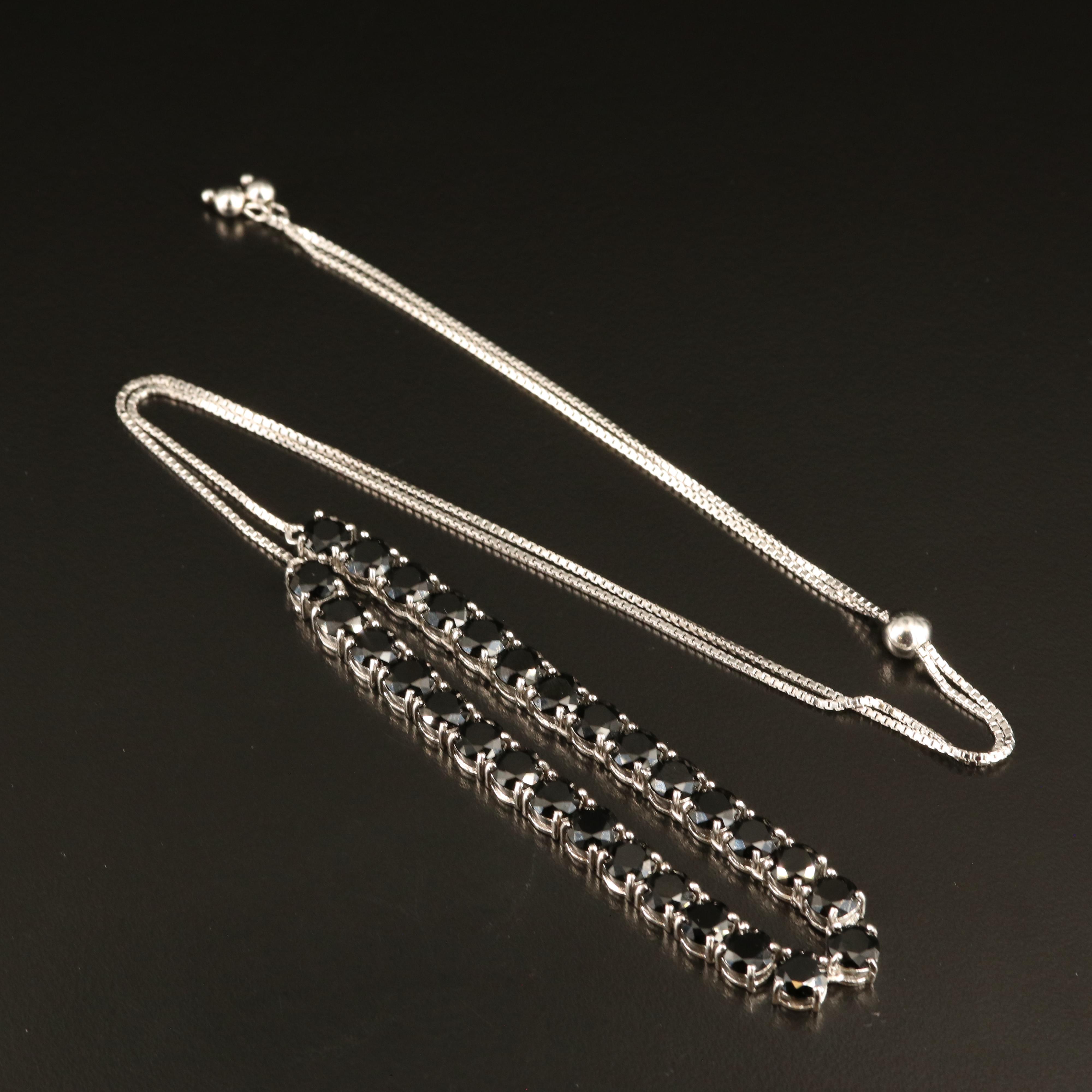 Sterling Black Spinel Bolo Necklace