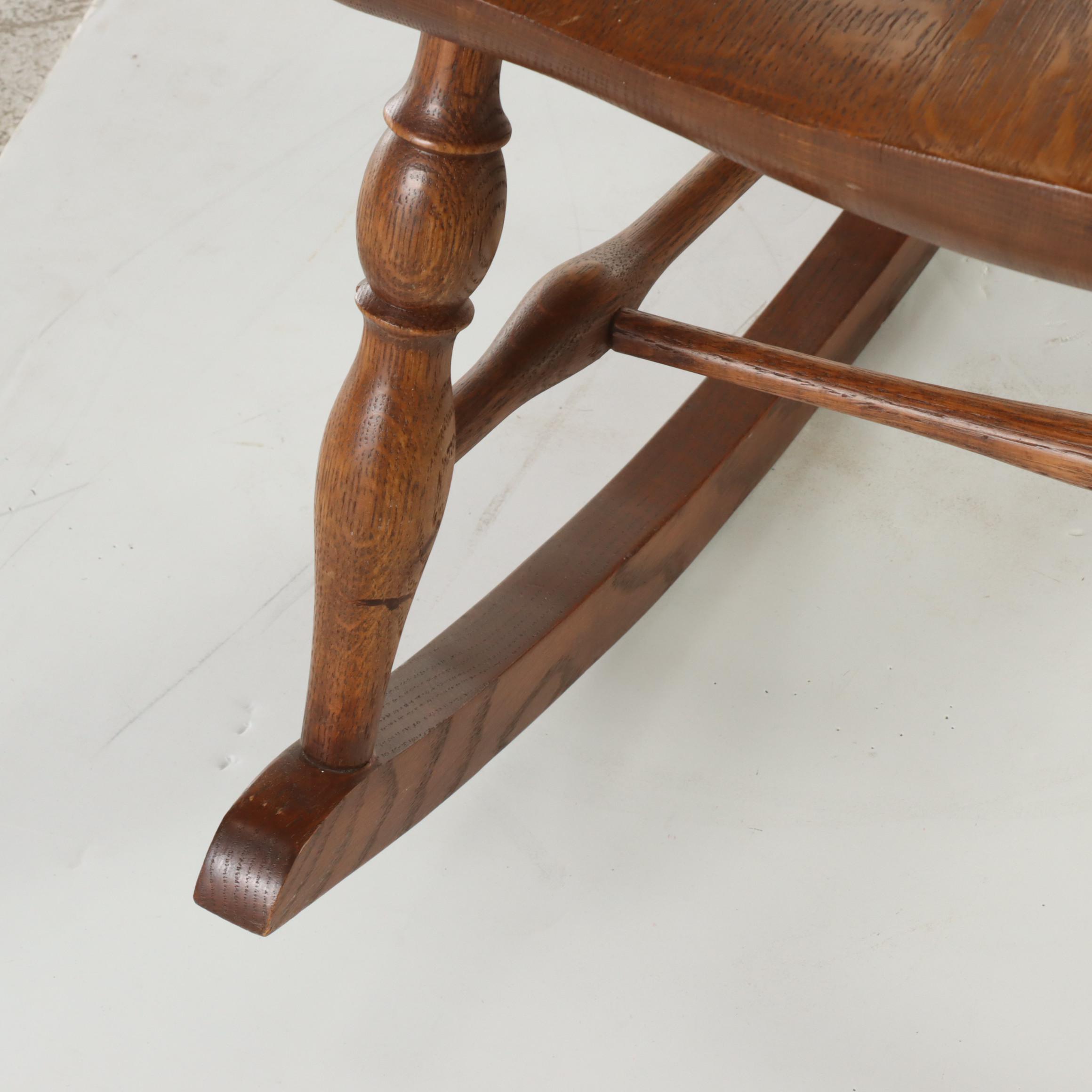 Late Victorian Oak Pressed-Back and Knuckle-Arm Rocker, circa 1900