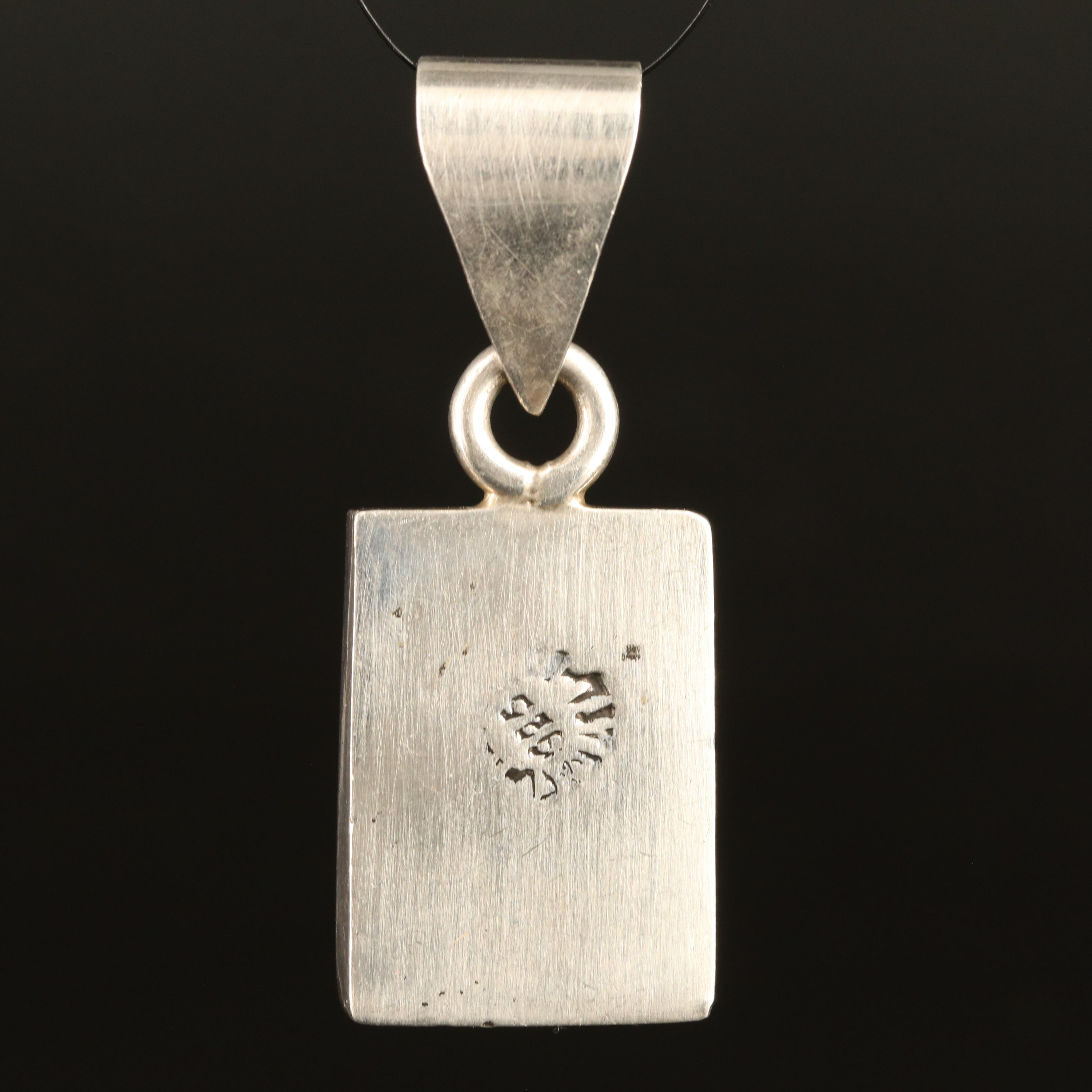 Sterling Sodalite and Faux Gemstone Inlay Pendant