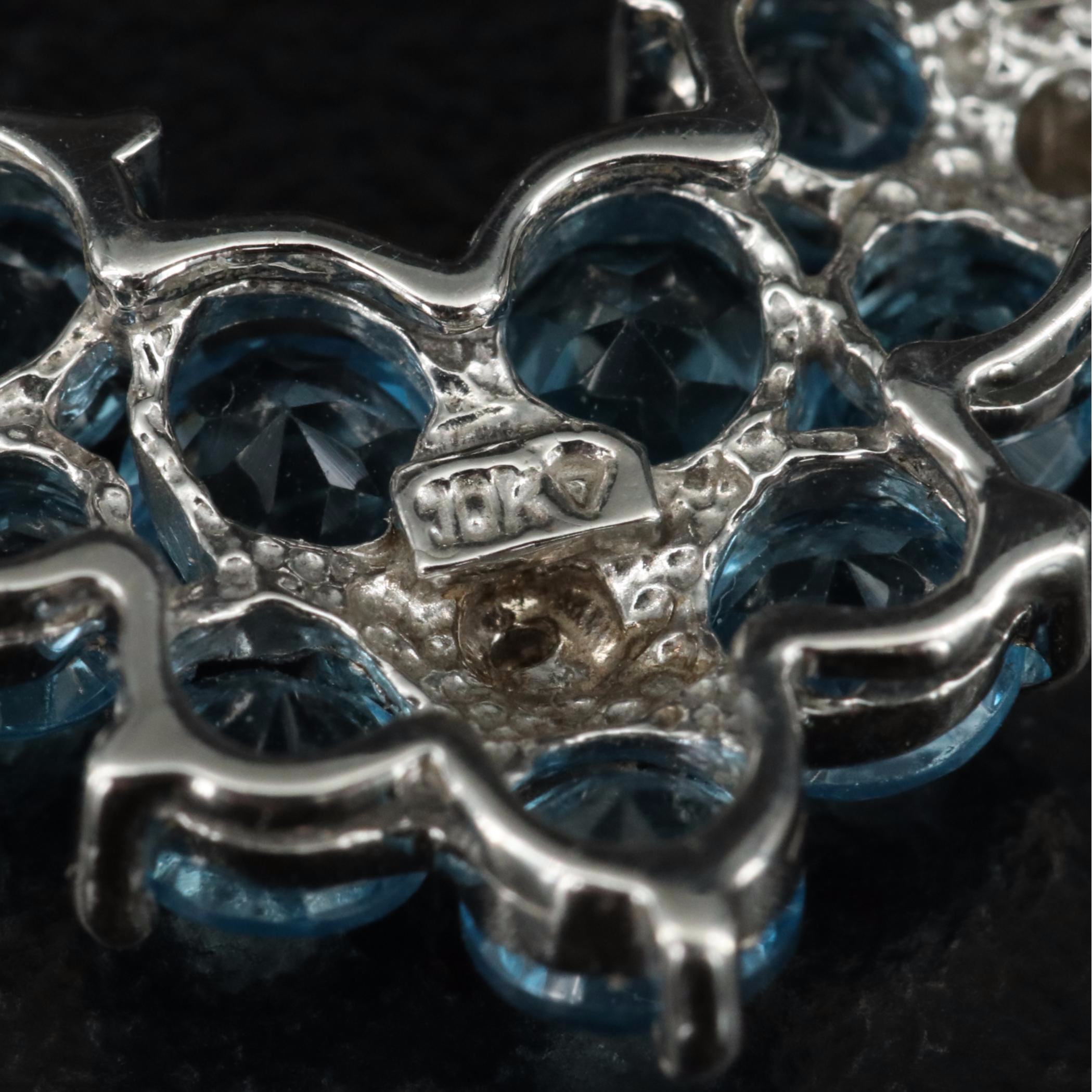 10K Topaz and Diamond Triple Flower Necklace