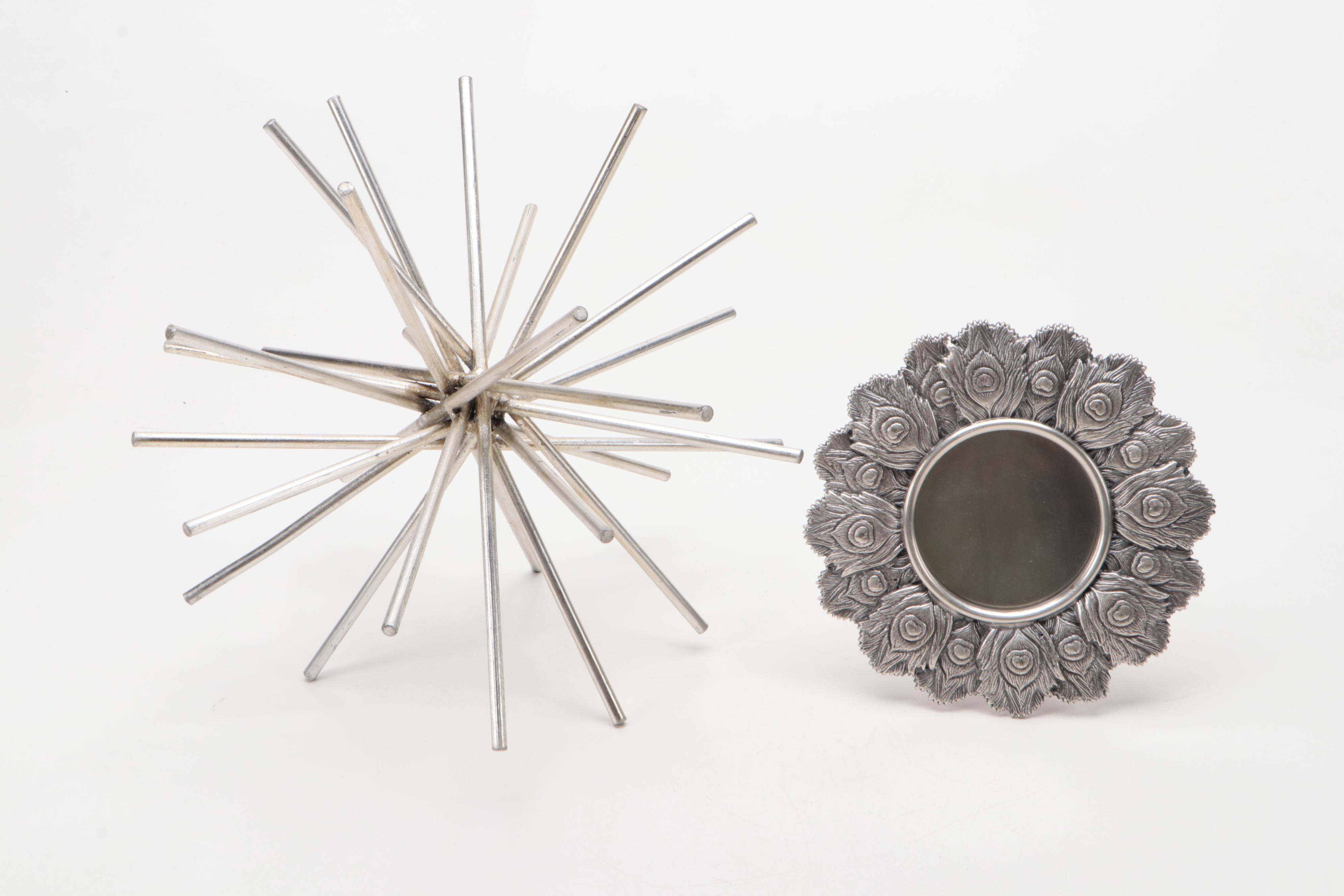 Alligator Wall Hook with Collection of Pink and Silver Table Décor