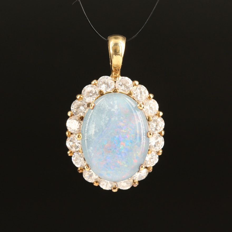 Sterling Opal Triplet and Cubic Zirconia Pendant