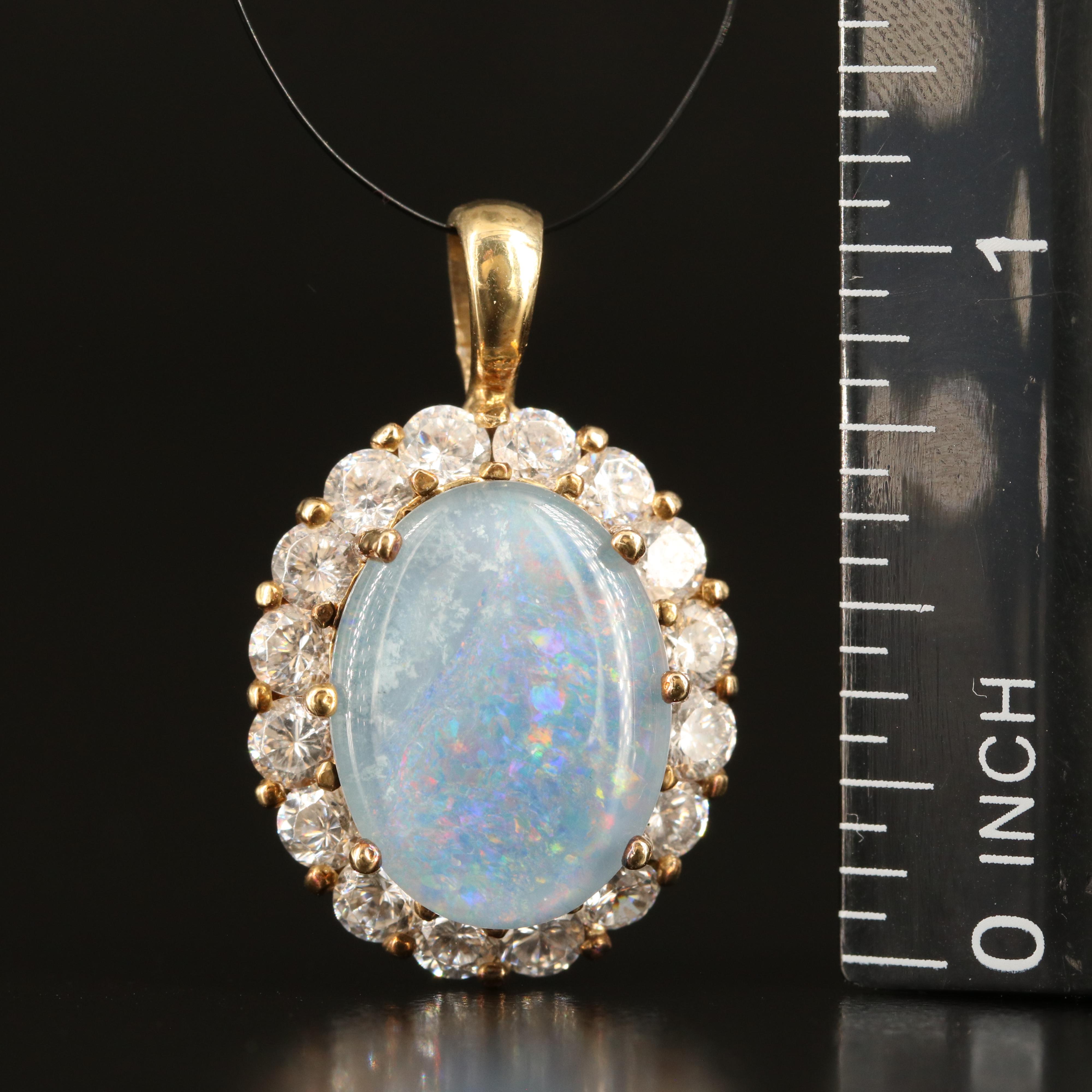 Sterling Opal Triplet and Cubic Zirconia Pendant