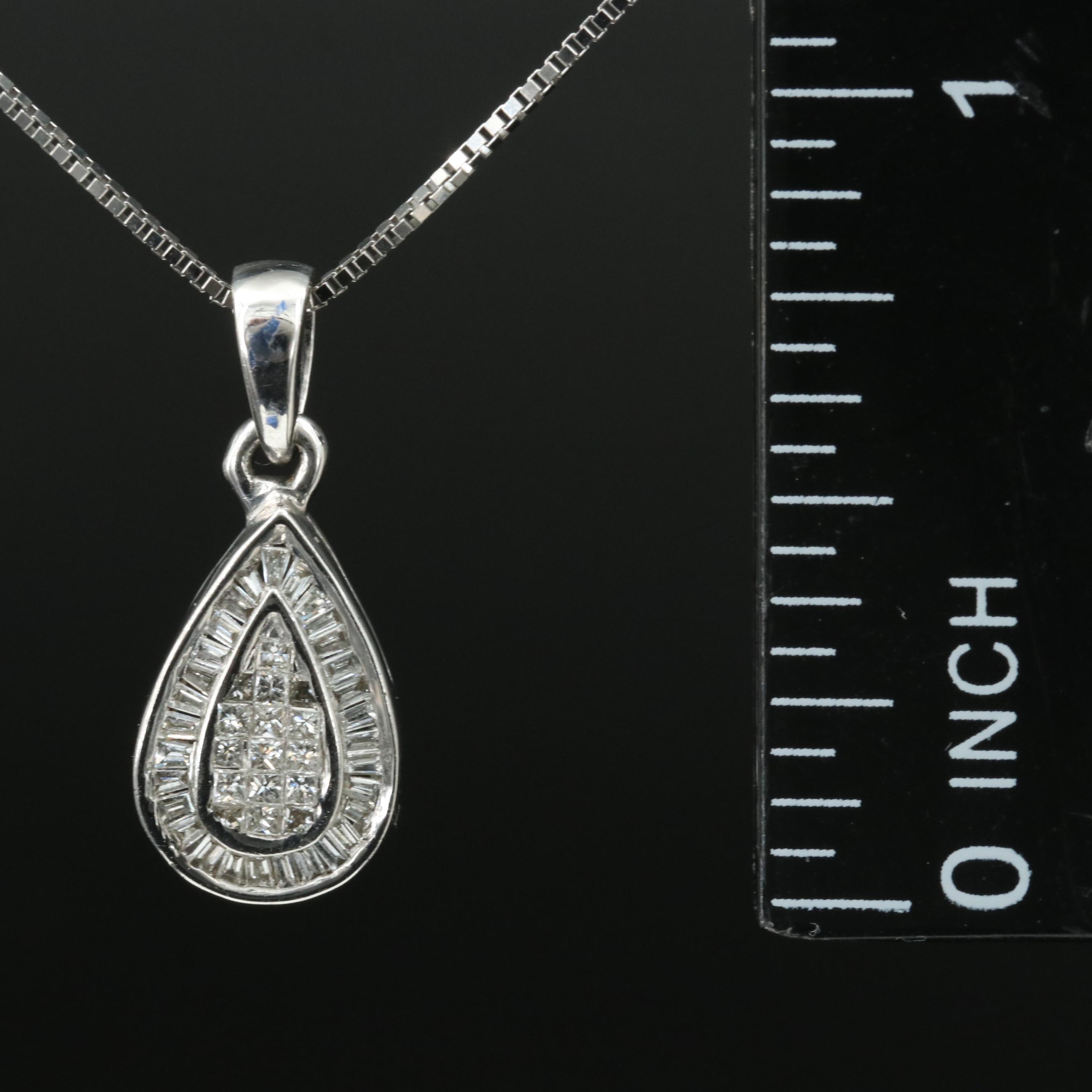 14K 0.51 CTW Diamond Teardrop Pendant Necklace