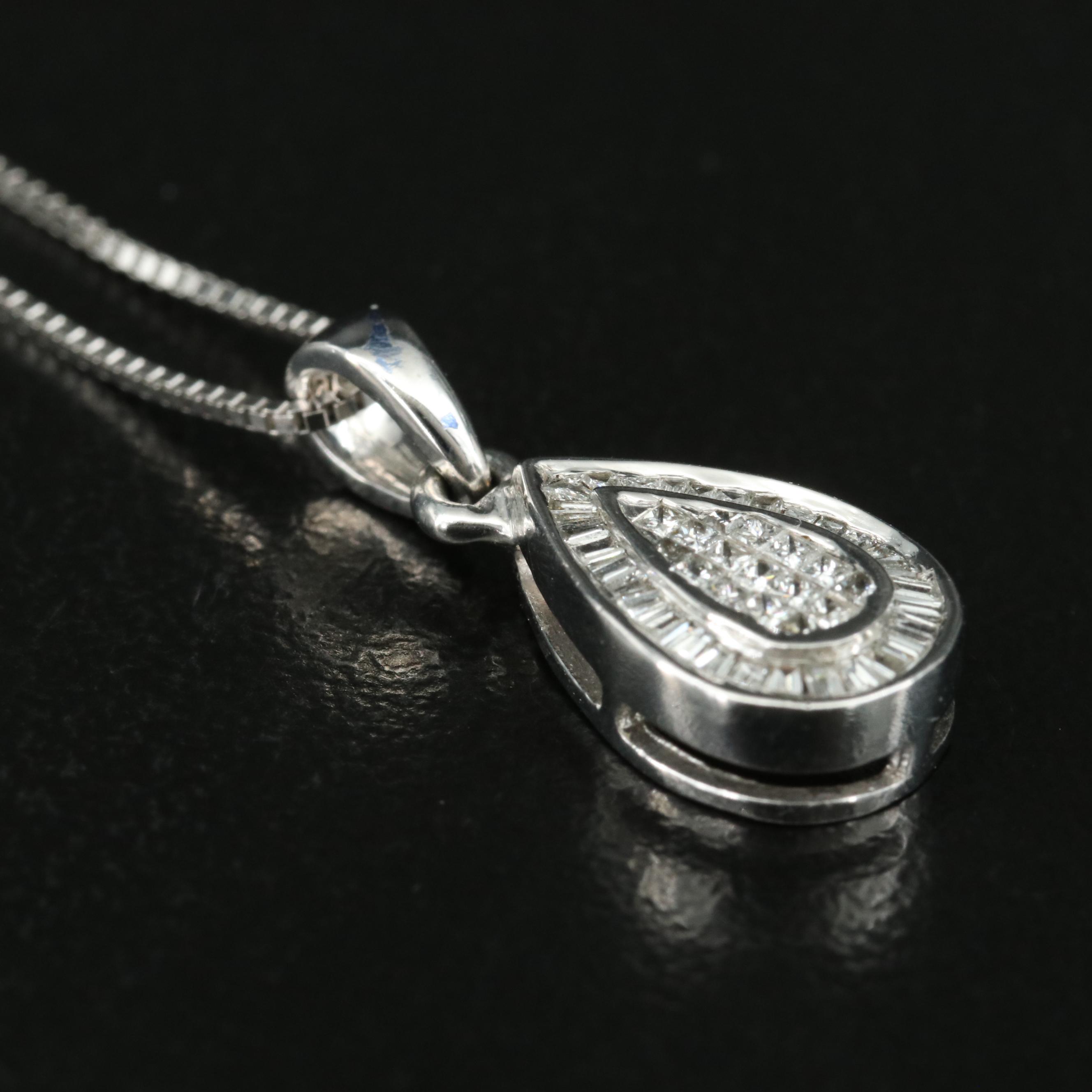 14K 0.51 CTW Diamond Teardrop Pendant Necklace