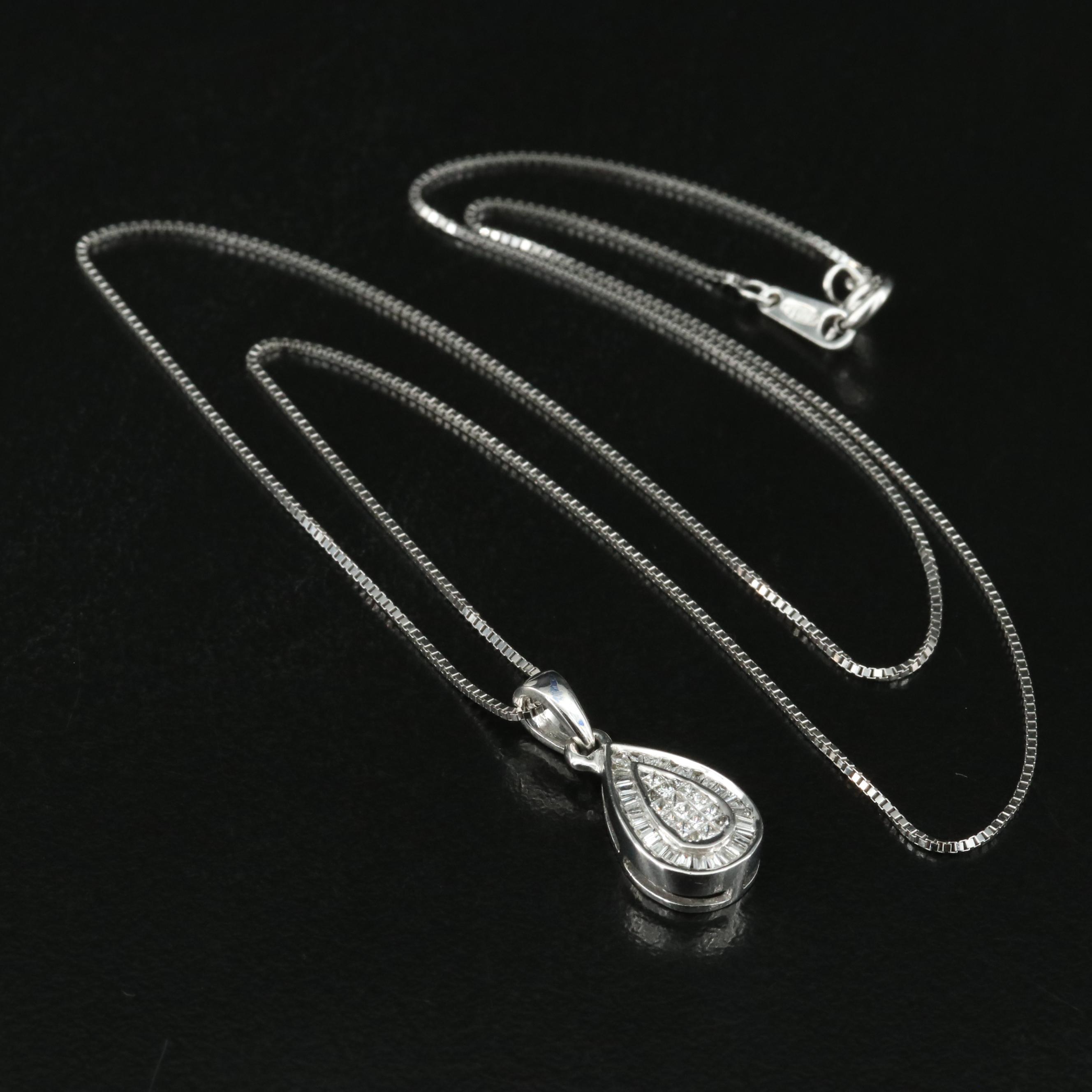 14K 0.51 CTW Diamond Teardrop Pendant Necklace