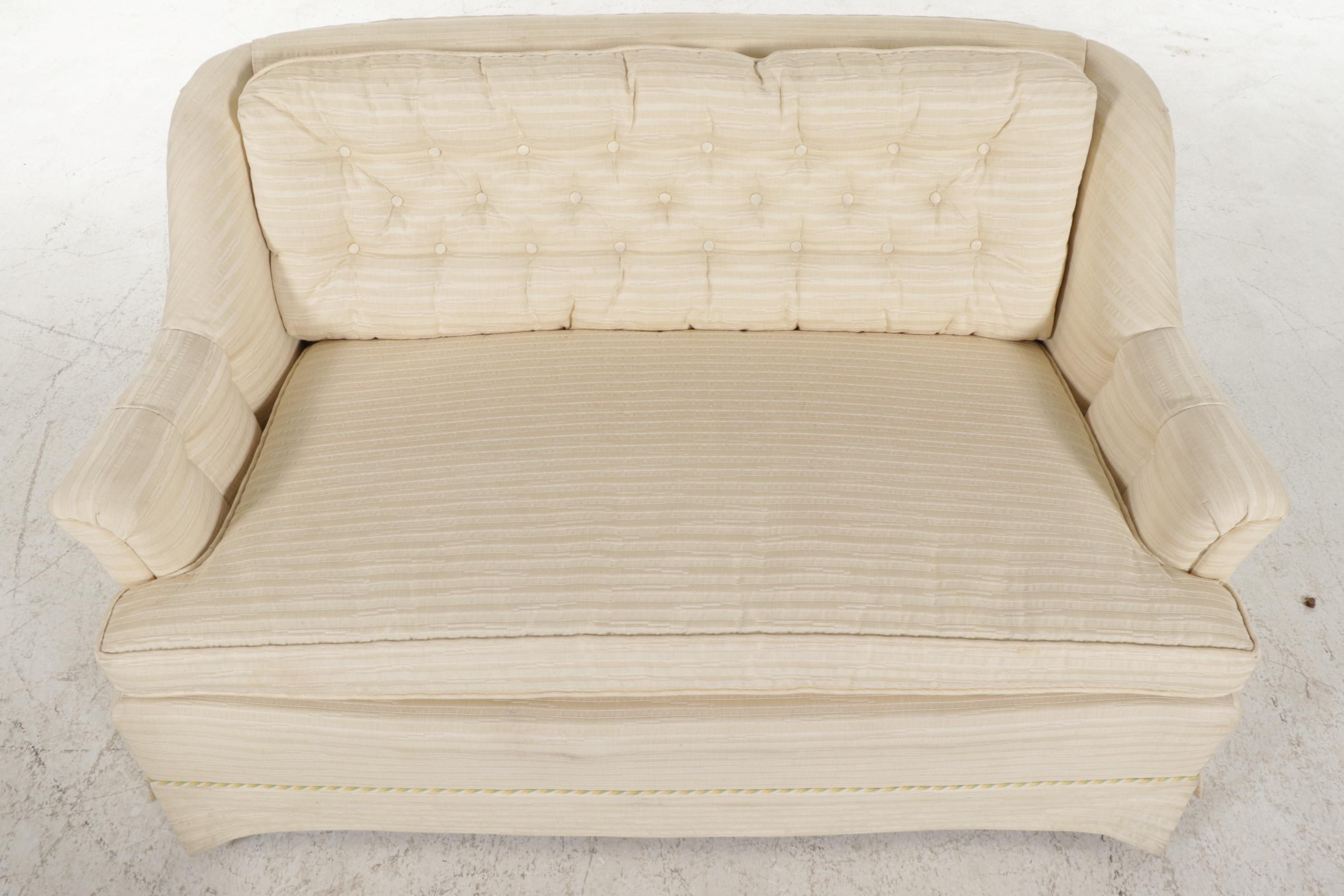 Custom-Upholstered Loveseat Sofa, Mid to Late 20th Century
