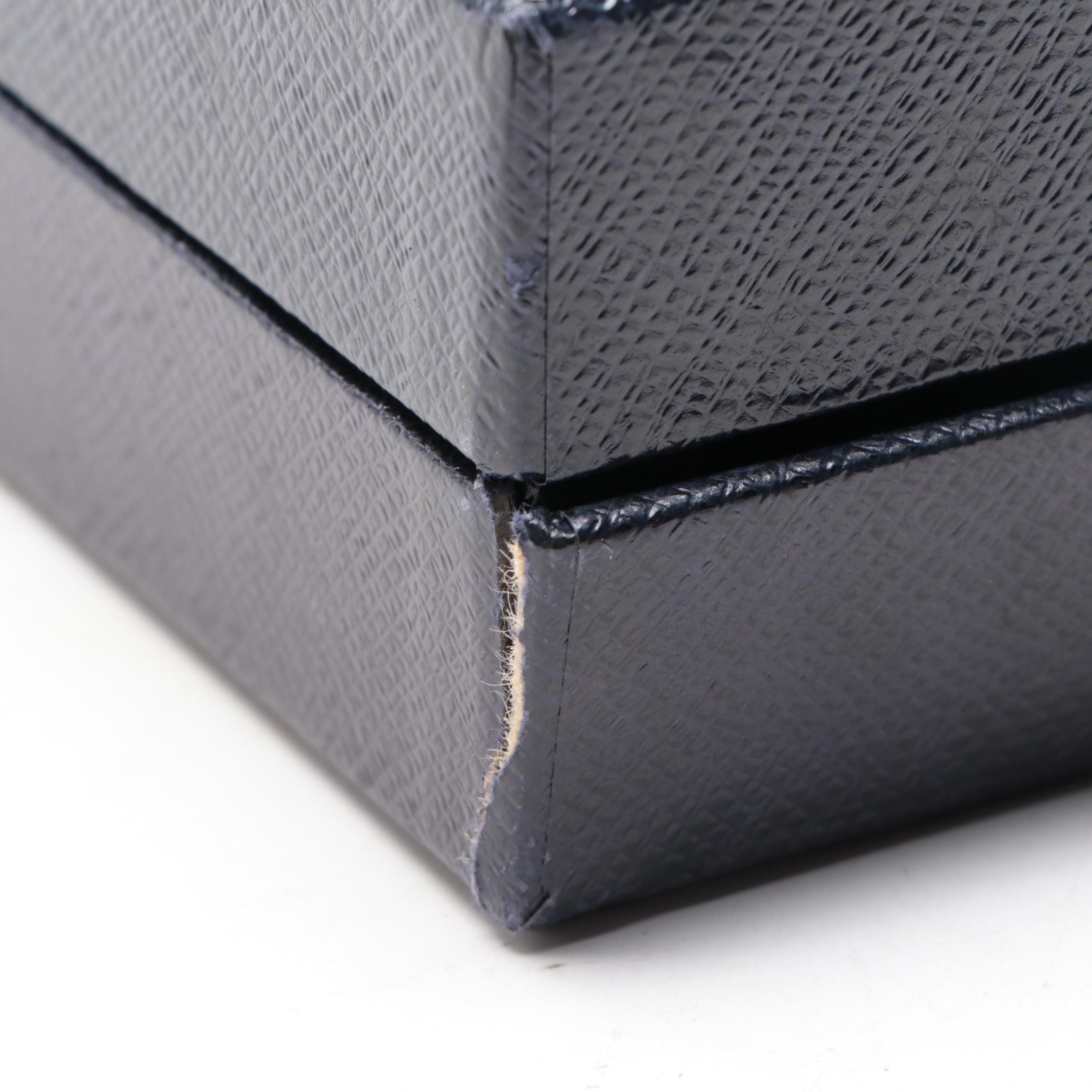 Prada Madras Clutch in Black and Silver Woven Leather with Box