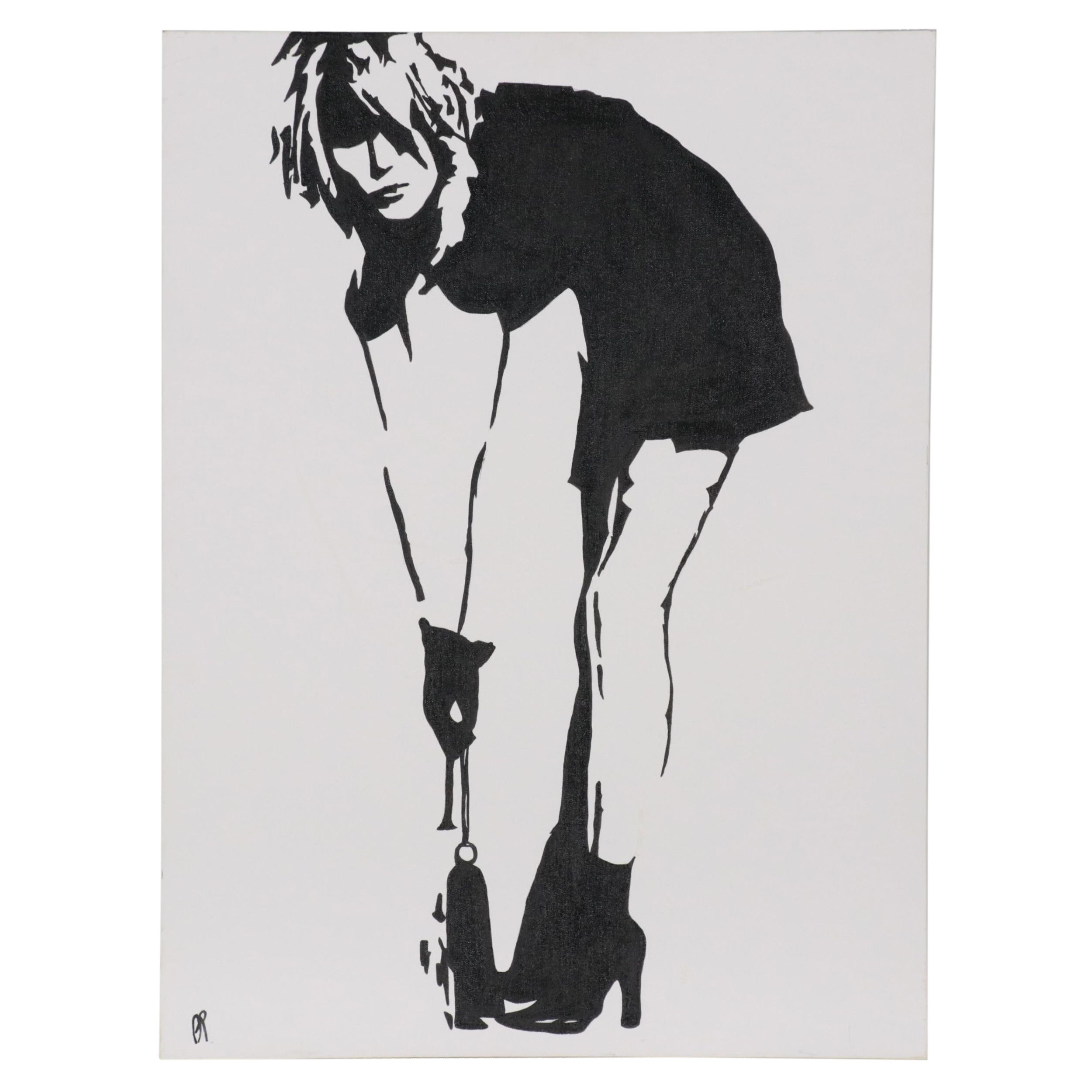 Contemporary Stencil-Style Acrylic Painting