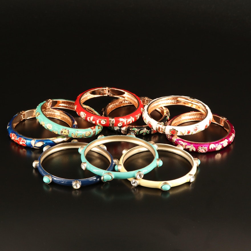 Jiu Long Xing Featured in Enamel and Rhinestone Bangle Collection